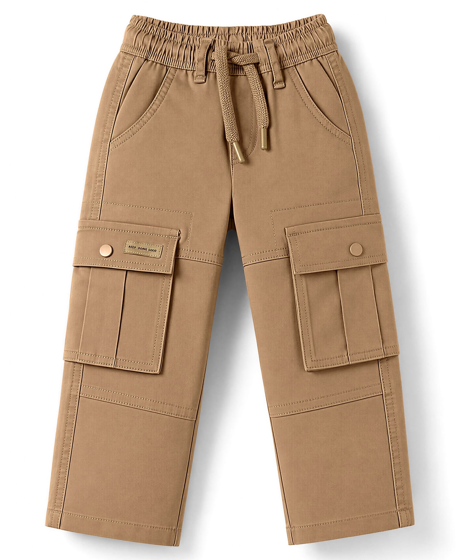 Ruff Twill Woven Full Length Straight Fit Cargo With Patch - Khaki-picture-24