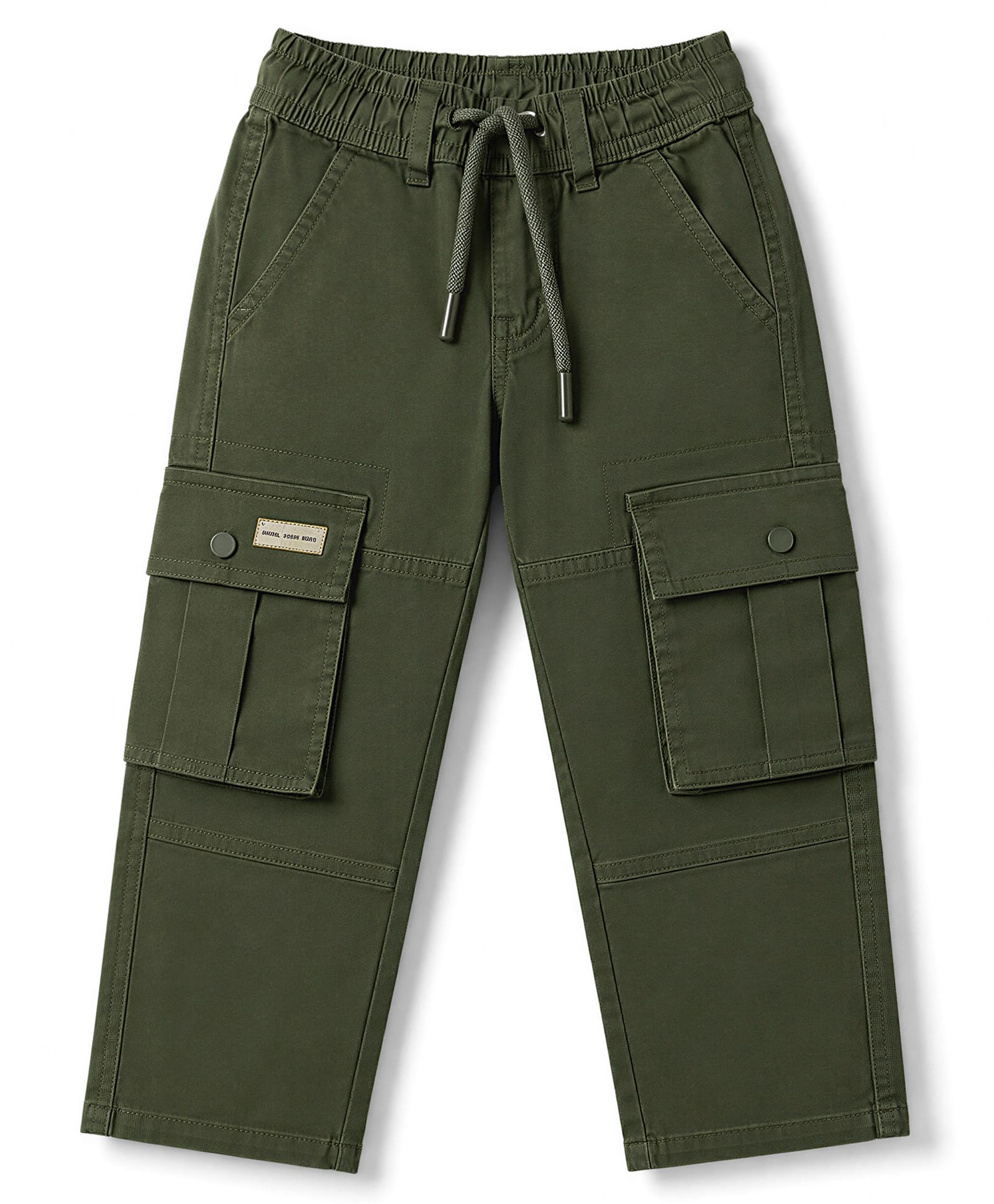 Ruff Twill Woven Full Length Straight Fit Cargo With Patch - Olive Green-picture-17
