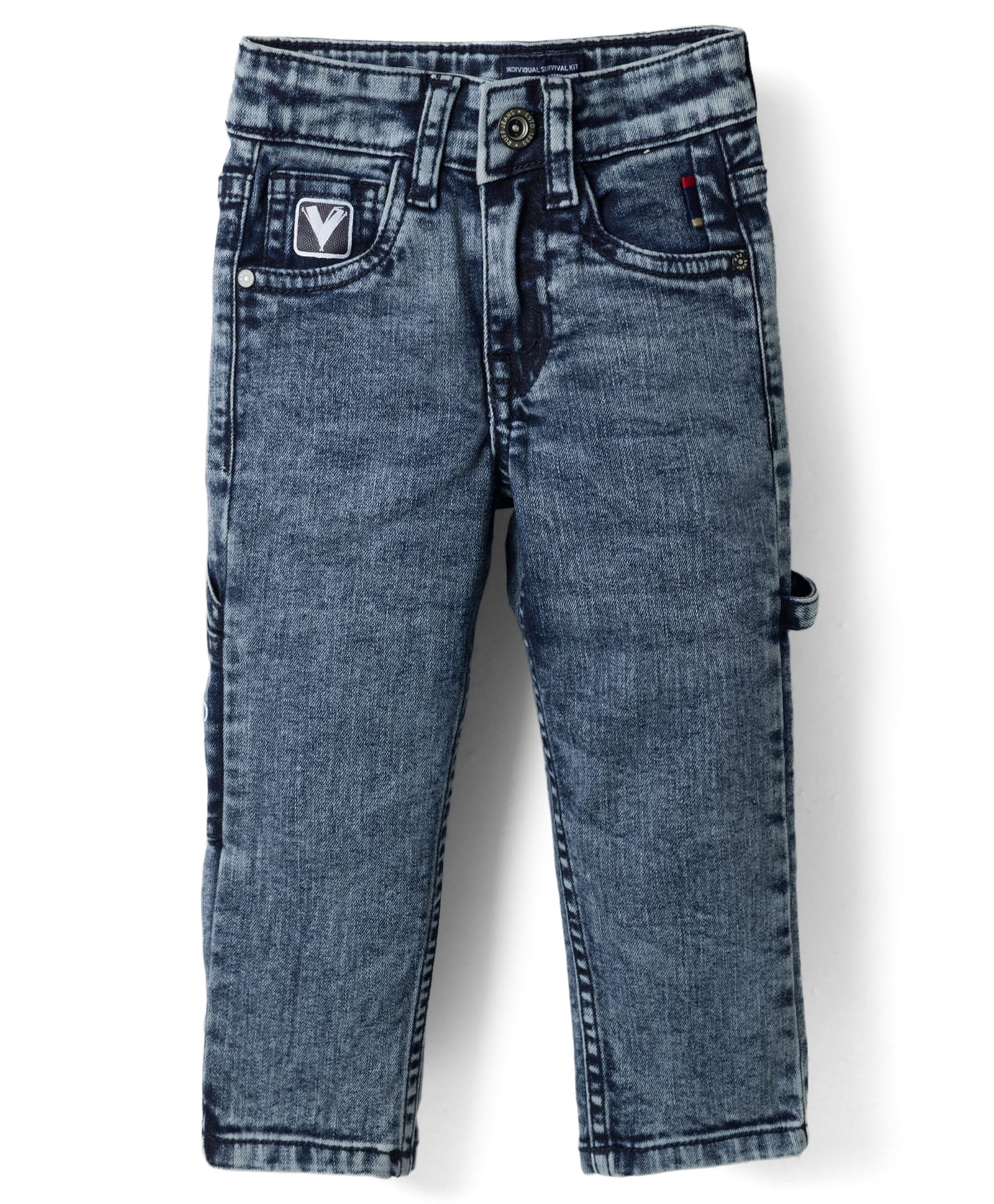 Ruff Denim Knit Full Length Straight Fit Solid Jeans - Blue-picture-12