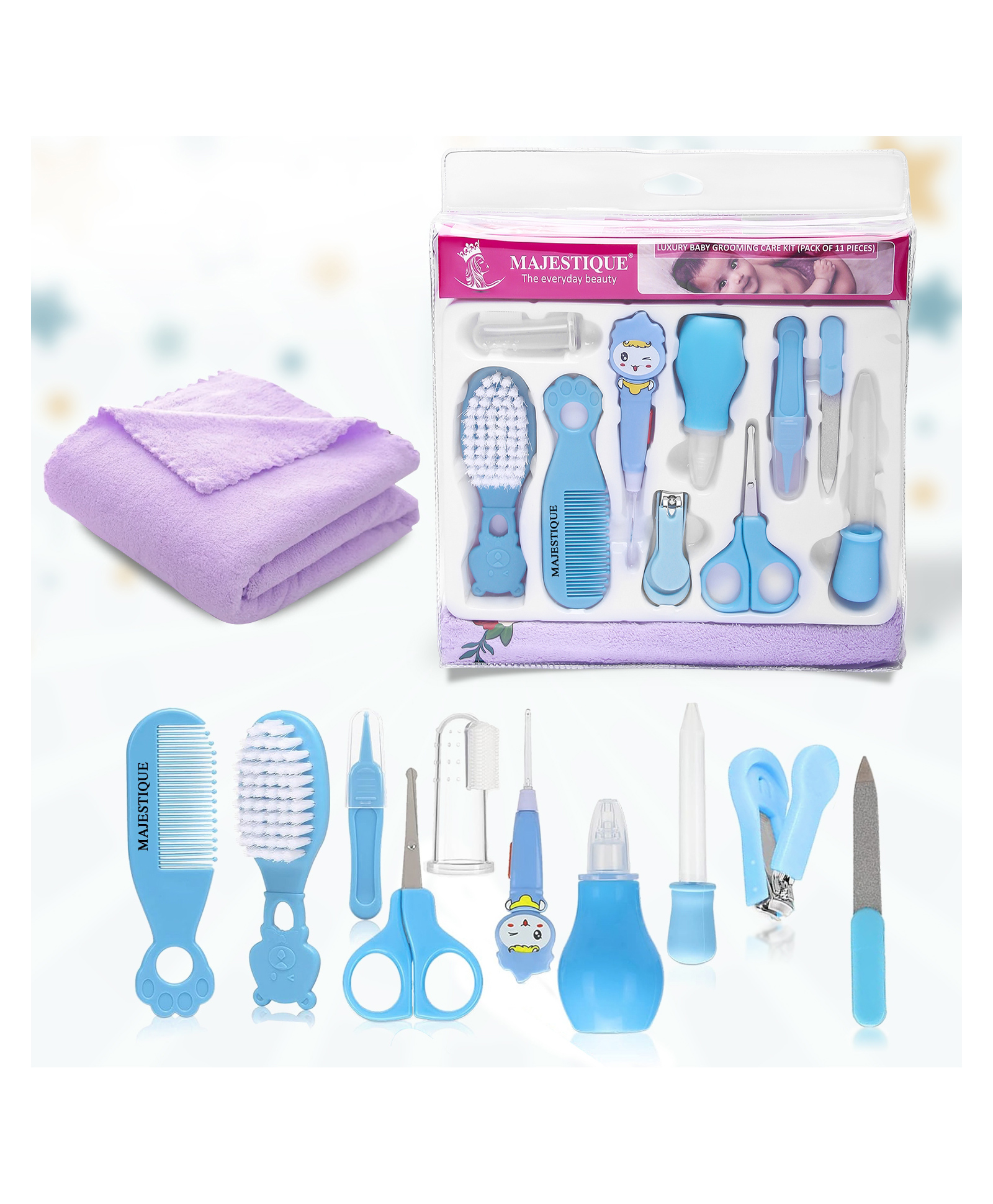Majestique Luxury Portable Baby Care Kit -11 Piece Nursery Healthcare & Grooming Set -BLUE-picture-25