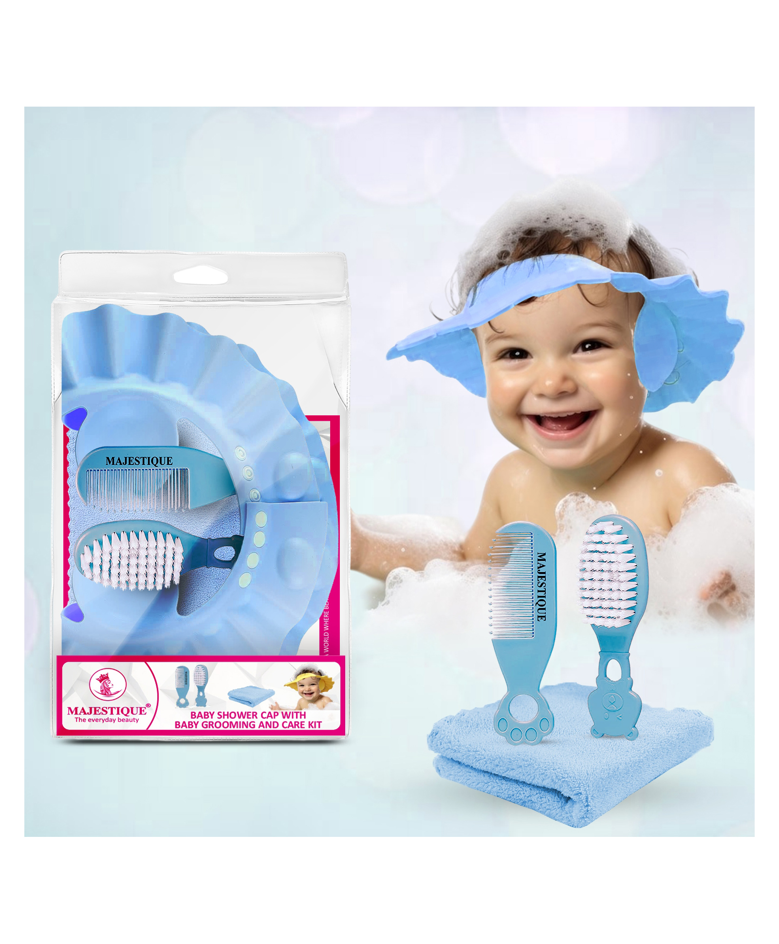 Majestique Baby Shower Cap with Baby Grooming and Care Kit, Baby Bath Accessories - 4Pcs_BLUE-image-19