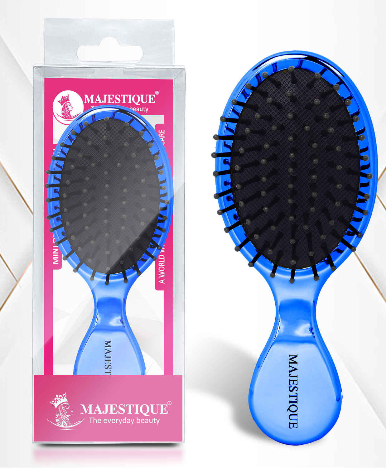 Majestique Mini Detangler Hair Brush, Massage Paddle for Adults & Kids - BLUE-picture-31