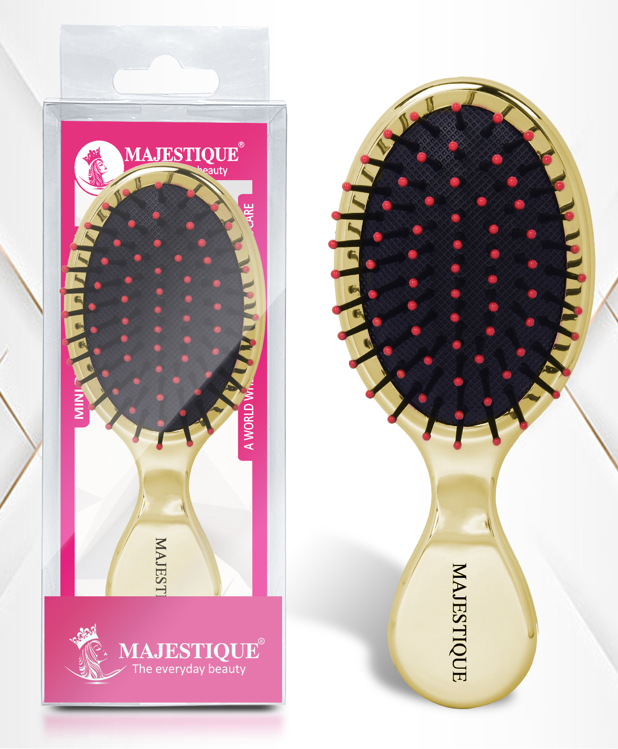 Majestique Mini Detangler Hair Brush, Massage Paddle for Adults & Kids - GOLDEN-image-21