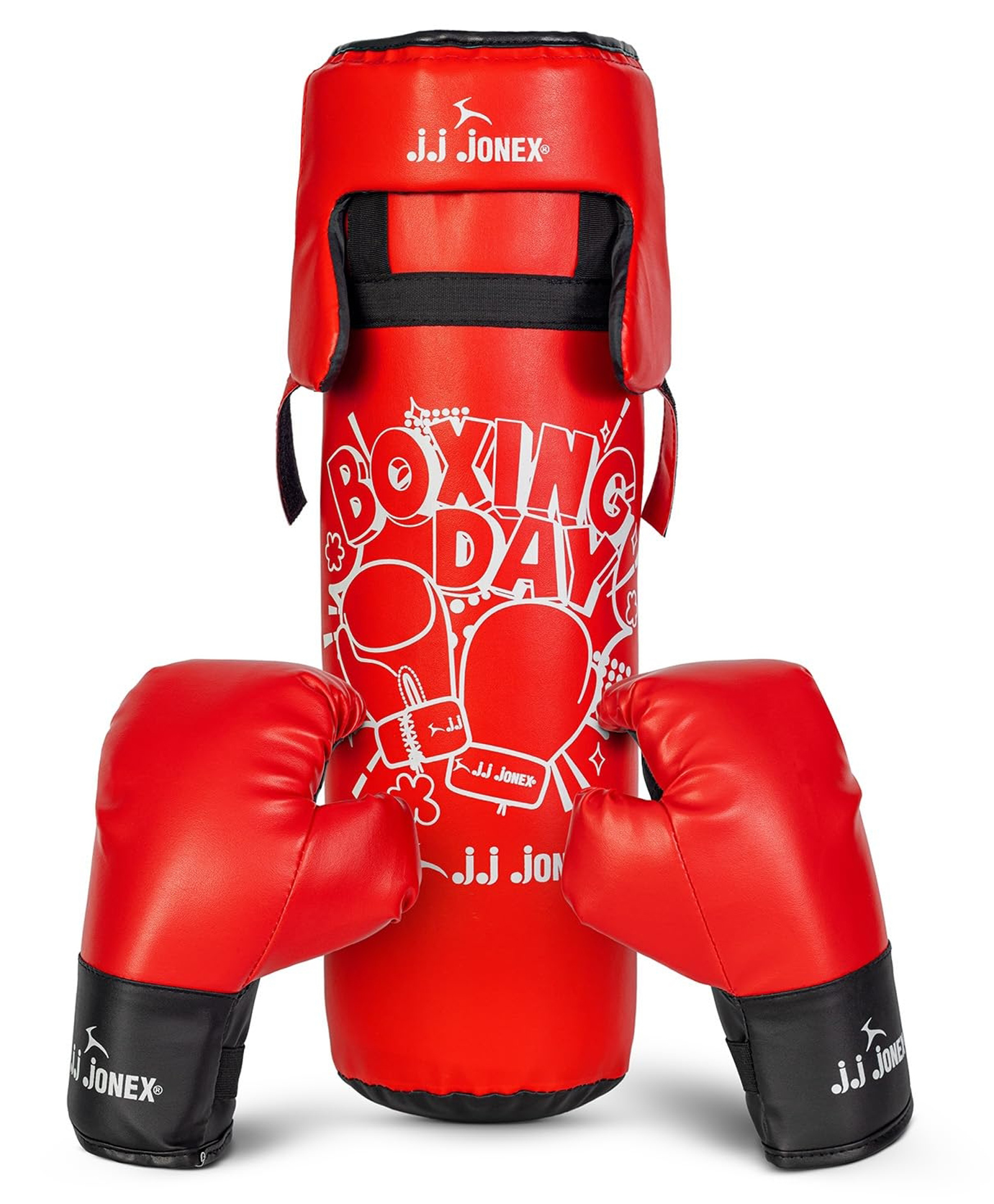 JJ Jonex Day Boxing Set | 1 Punching Bag, 1 Head Guard, 2 Boxing Gloves | Boxing Training Punching Bag & Gloves for Boys & Girls | for 4 to 10 Years Kids (Red)-picture-10