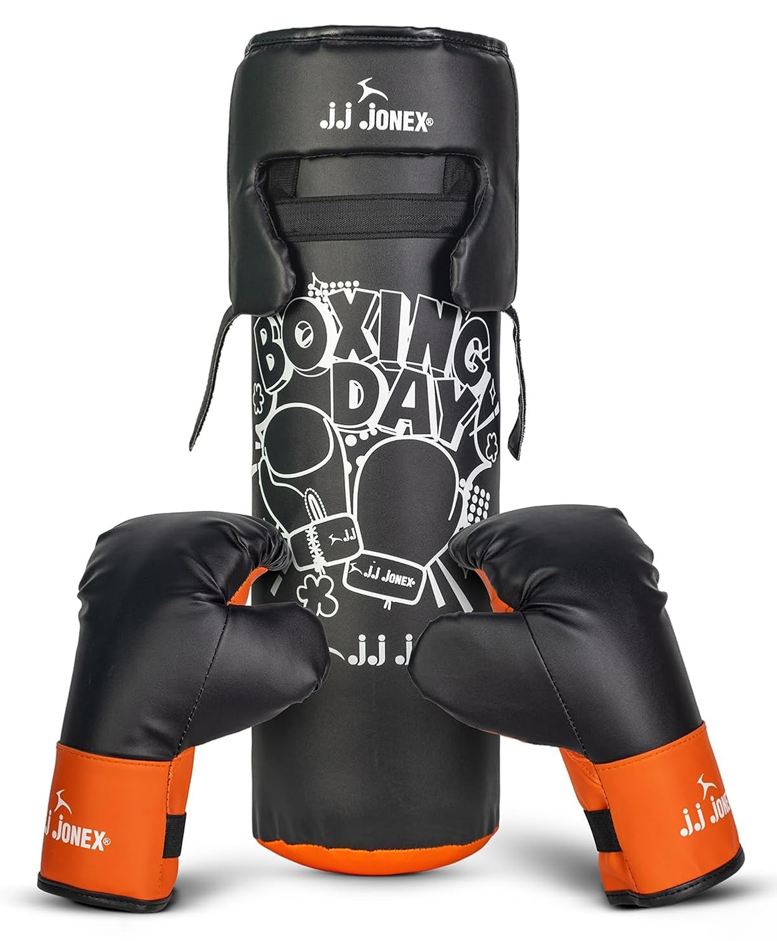 JJ Jonex Day Boxing Set | 1 Punching Bag, 1 Head Guard, 2 Boxing Gloves | Boxing Training Punching Bag & Gloves for Boys & Girls | Black-image-6