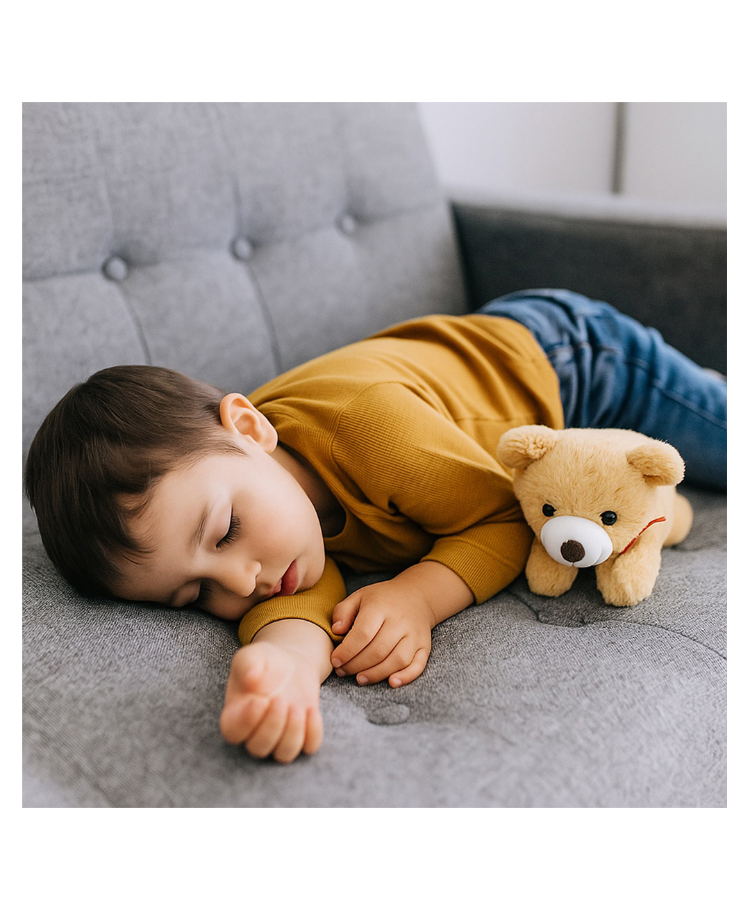 Goldenhub 20 cm Plush Sleepy Bear Stuffed Toy, Soft Velvet Material, Brown-picture-1