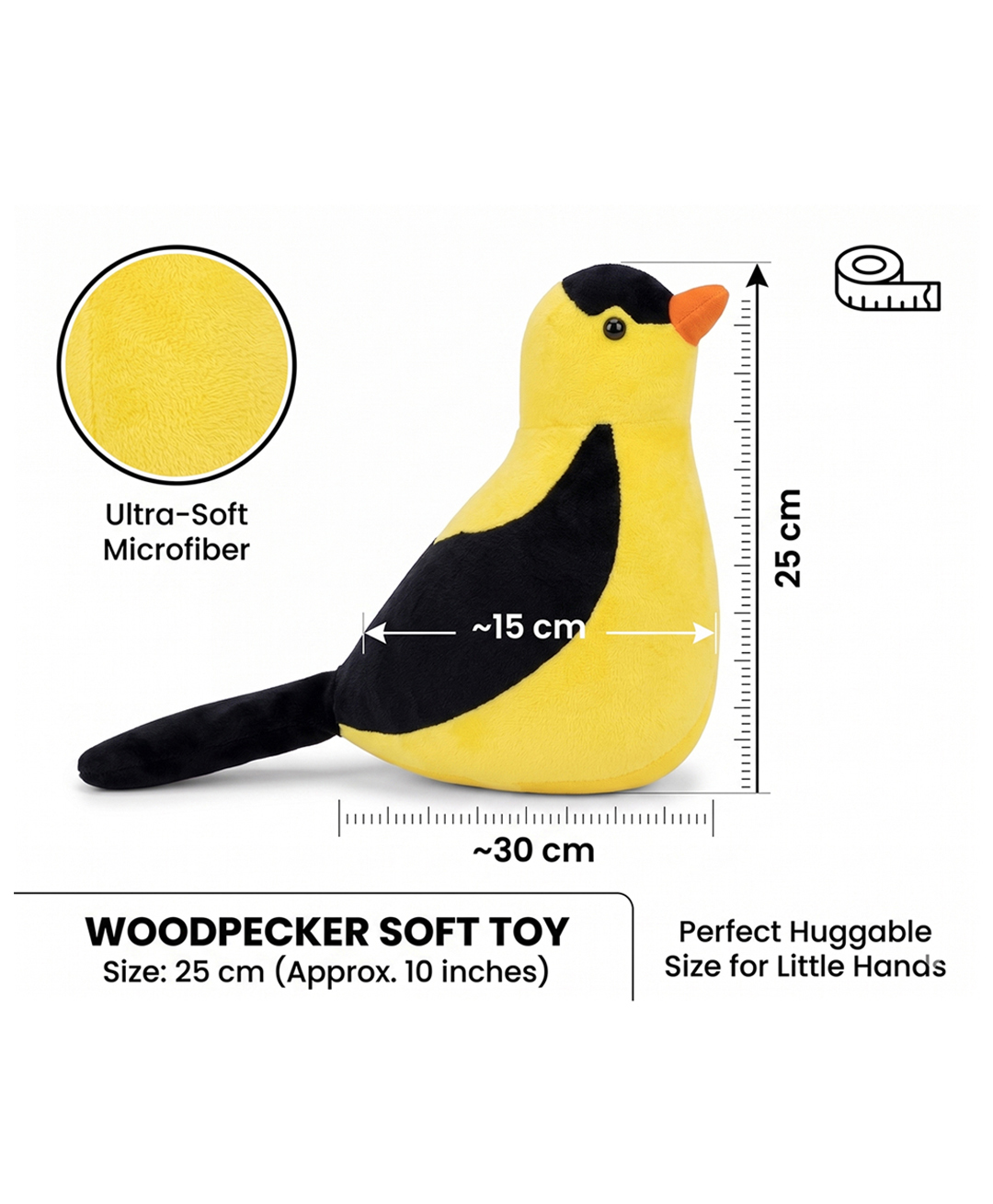 GoldenHub 25 cm Woodpecker soft toy for kids-image-43