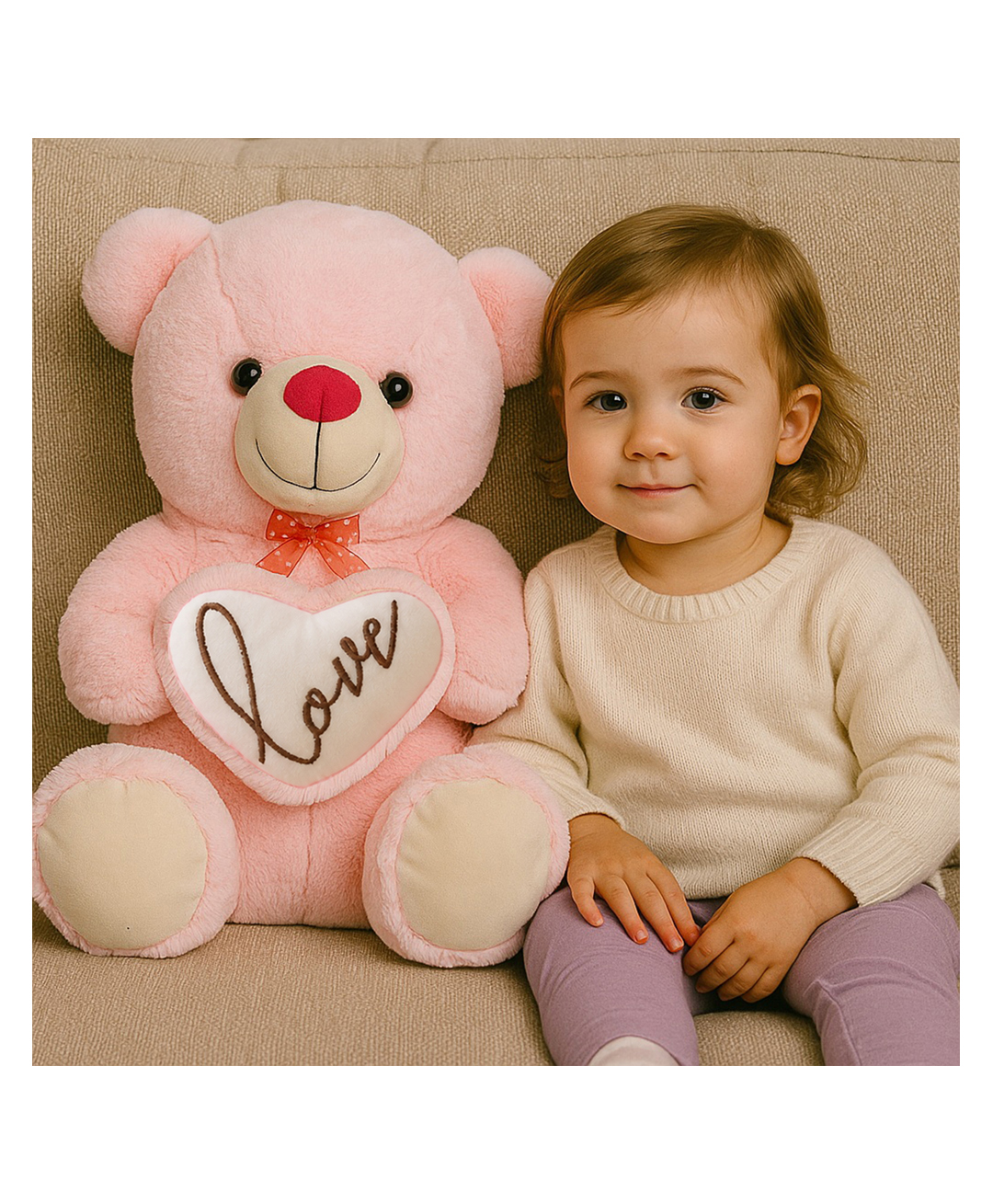GoldenHub 30 cm TEDDY BEAR SITTING PINK WITH HEART-picture-37