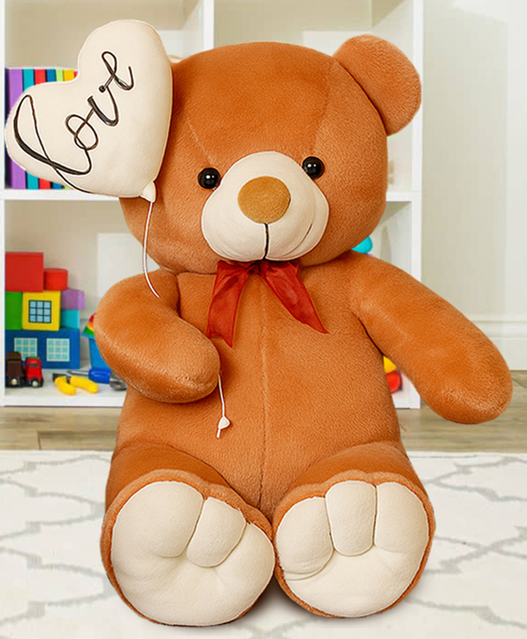GoldenHub 60 cm Teddy Bear Standing Simple Brown With Ballon-image-24