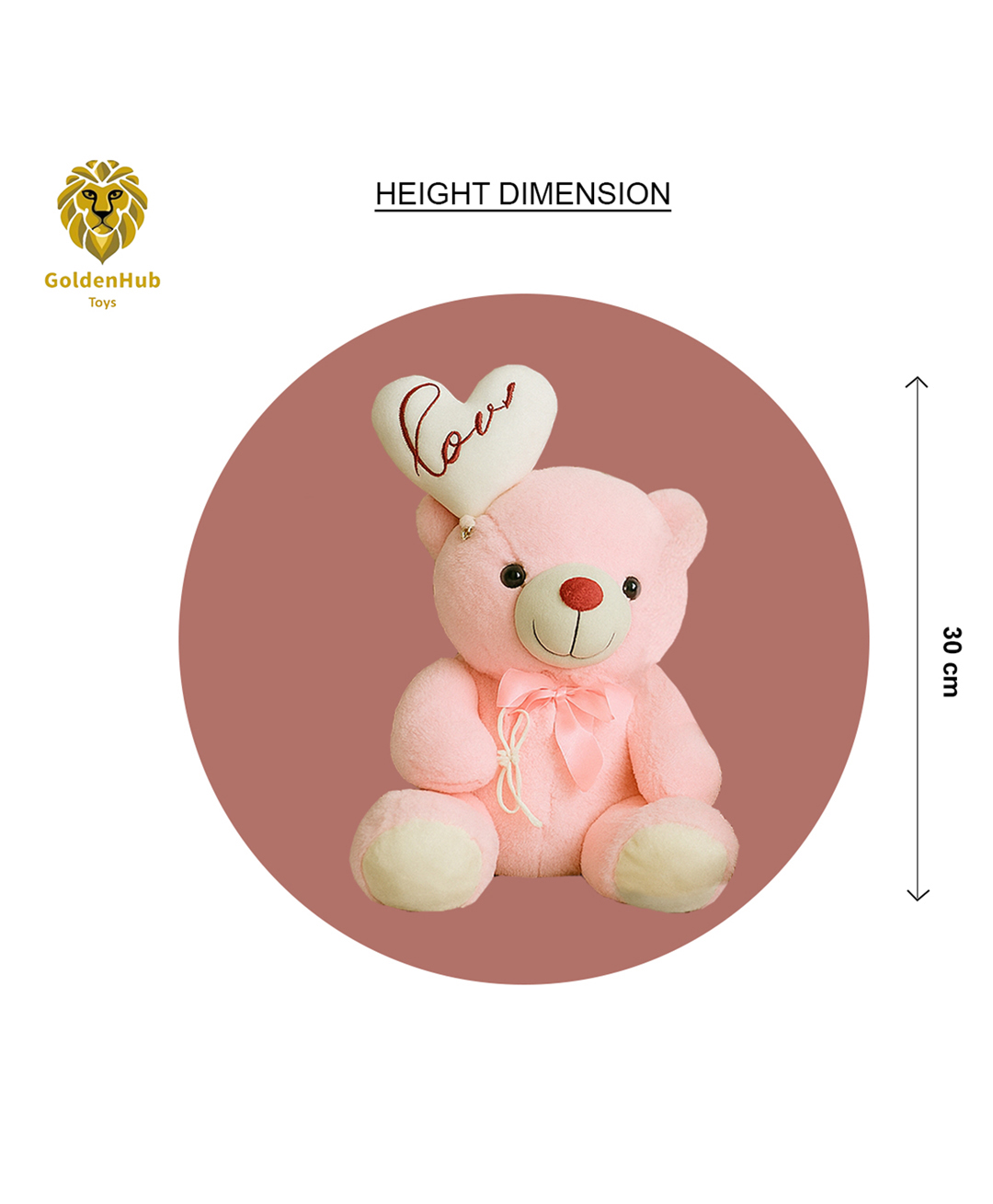 GoldenHub 30 cm TEDDY BEAR SITTING PINK WITH BALLOON-picture-32