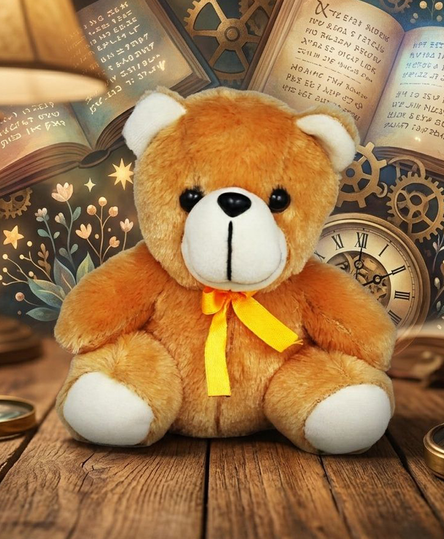 GoldenHub 18 cm Toys Plush Brown Teddy Bear with Orange Bow, Soft Toy-picture-31