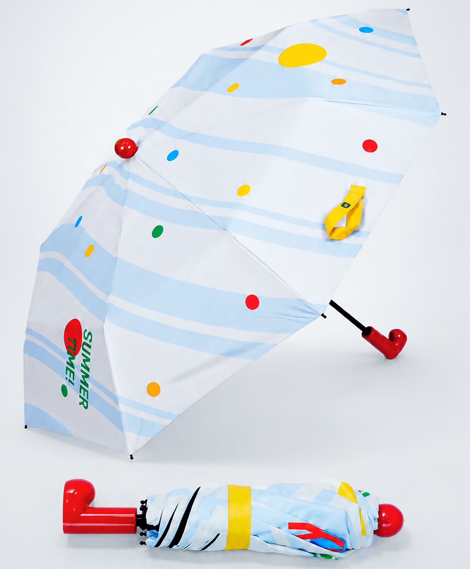 Little Surprise Box Striped & Polka Dots Printed Boot Handle Umbrella - Multi Colour-picture-23