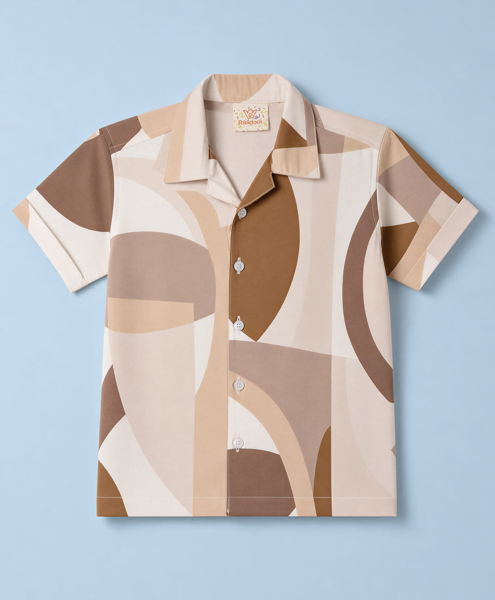 Rikidoos Cotton Woven Half Sleeves Abstract Printed Shirt - Brown-picture-29