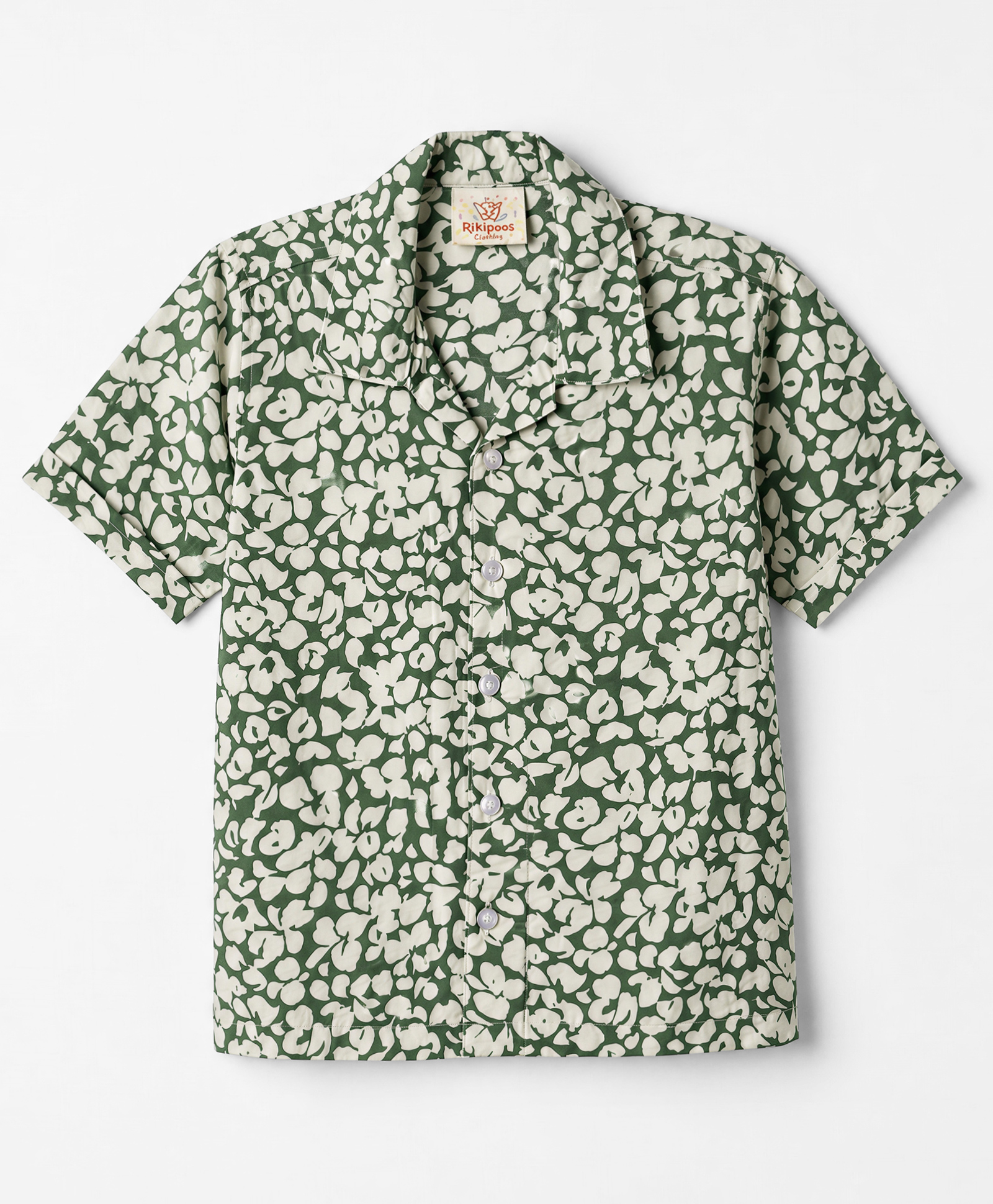 Rikidoos Cotton Woven Half Sleeves Floral Printed Shirt - Green-picture-17
