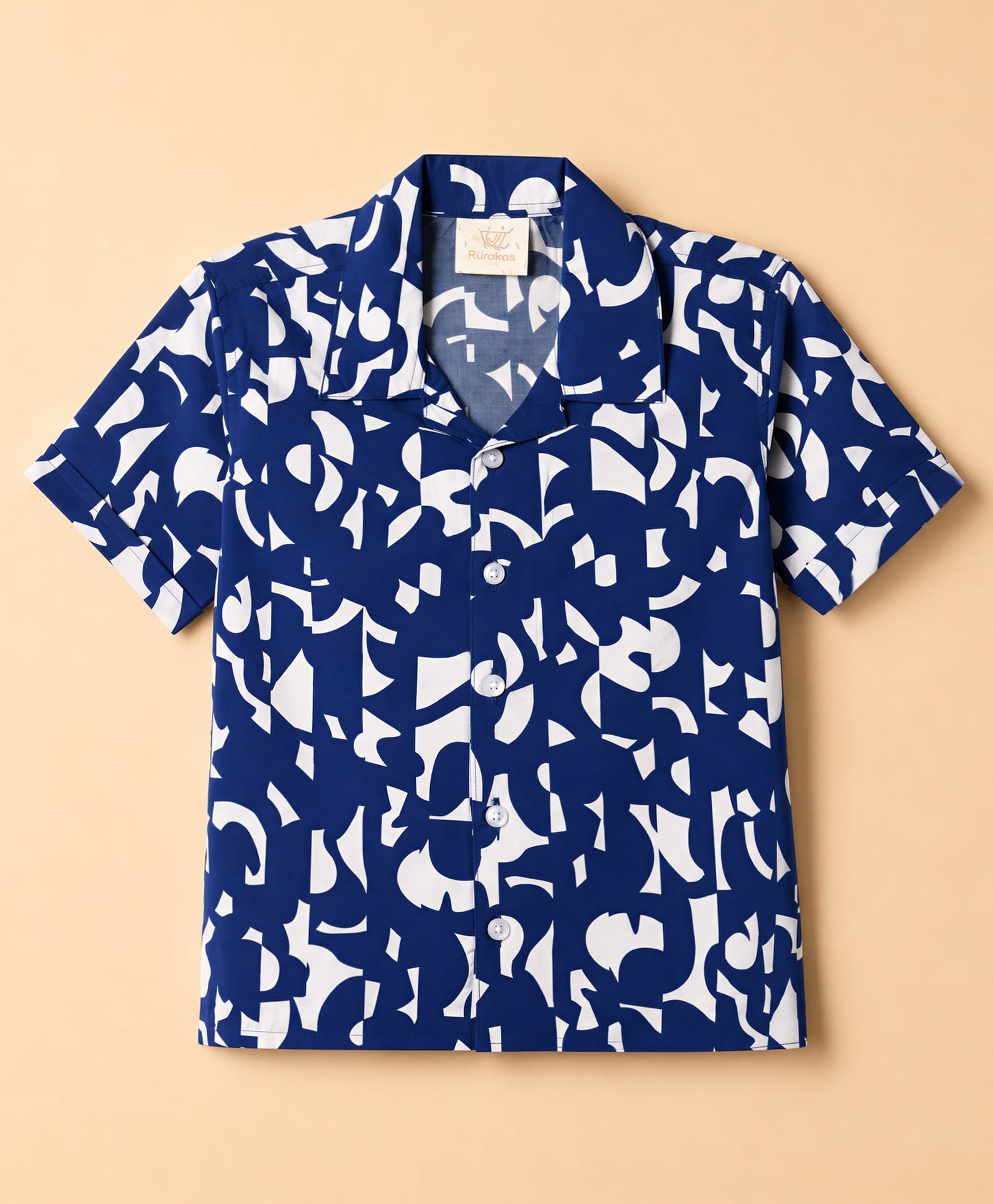 Rikidoos Cotton Woven Half Sleeves Abstract Printed Shirt - Navy-picture-16