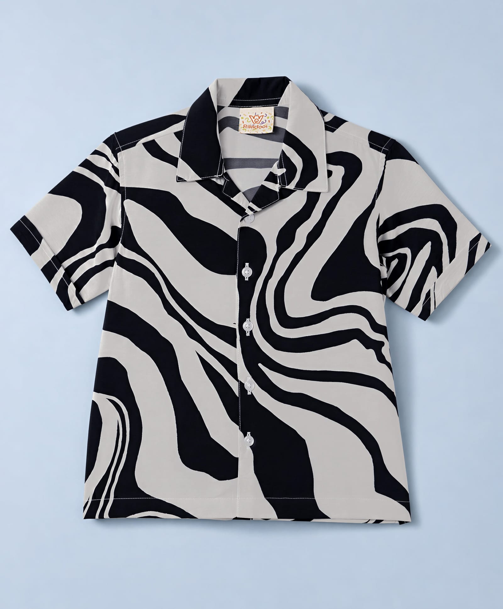 Rikidoos Cotton Woven Half Sleeves Abstract Printed Shirt - Grey-picture-31