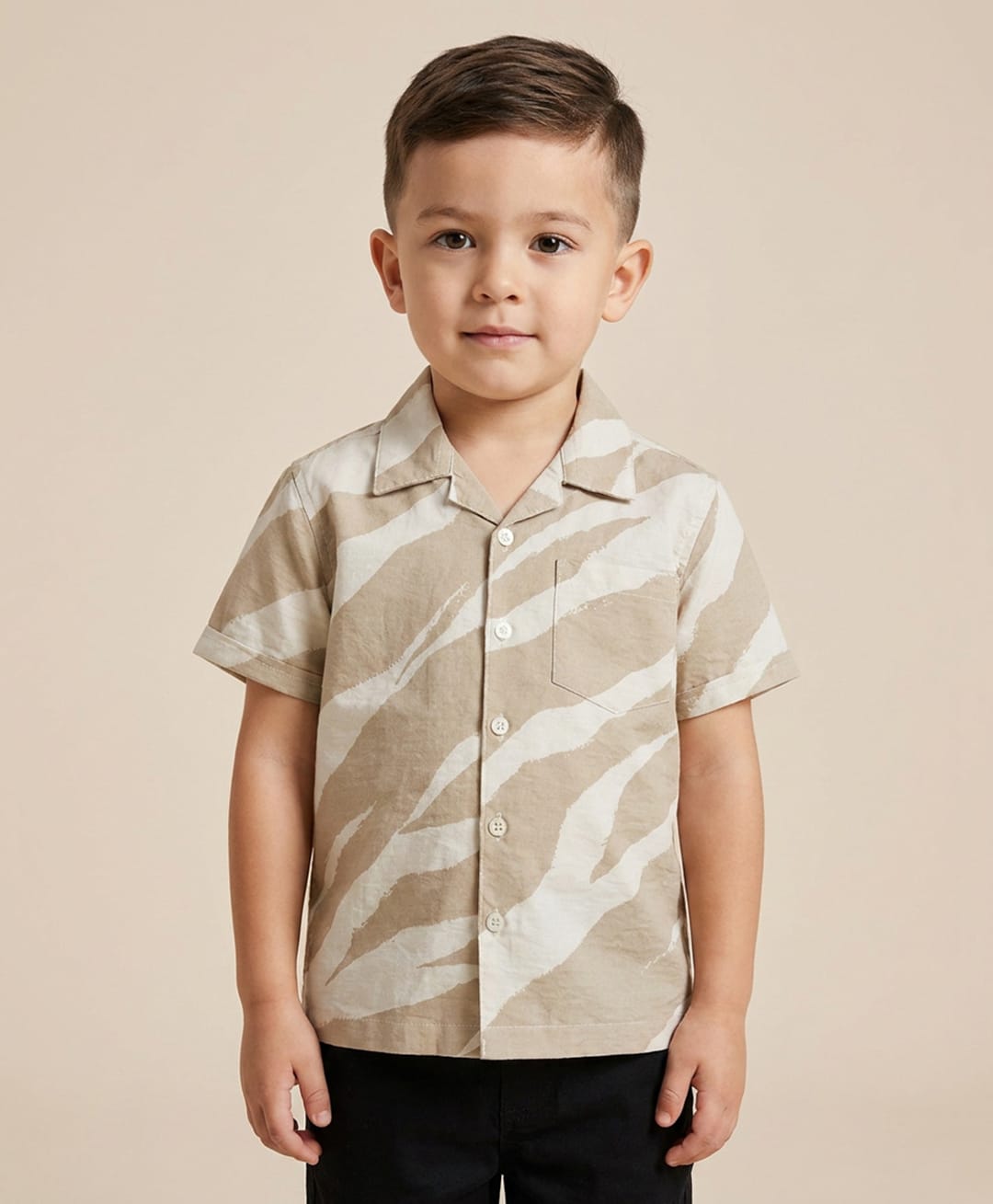 Rikidoos Cotton Woven Half Sleeves Printed Shirt - Beige-picture-11