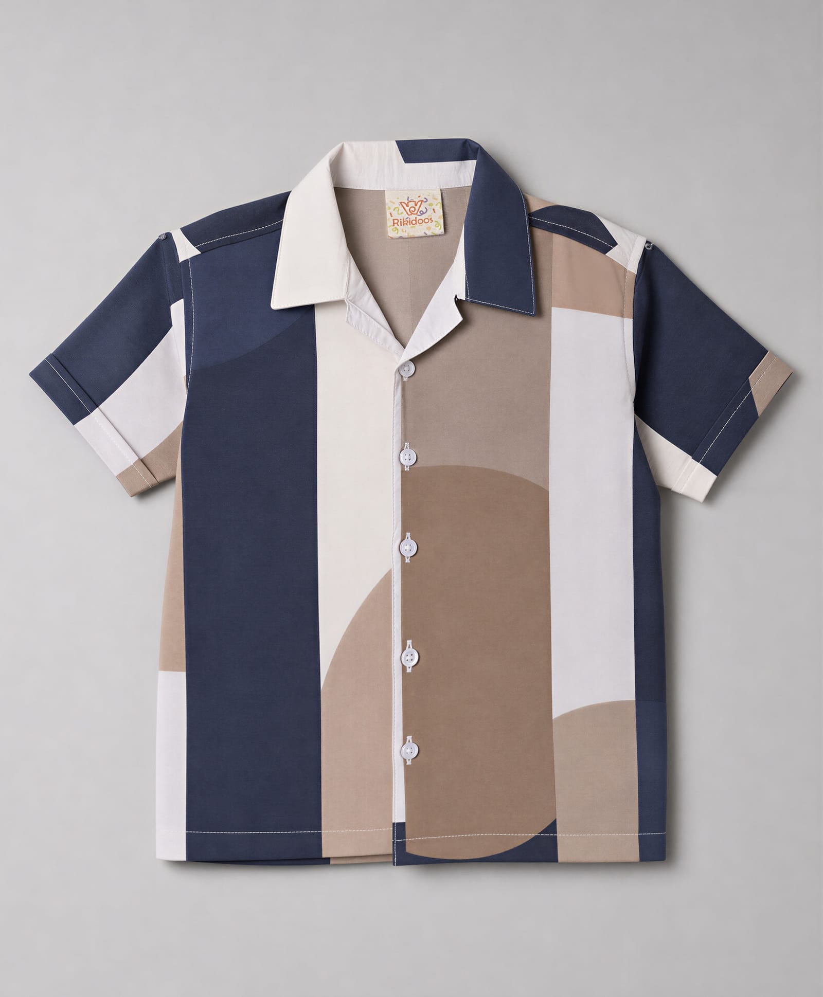 Rikidoos Cotton Woven Half Sleeves Abstract Printed Shirt - Blue-picture-37