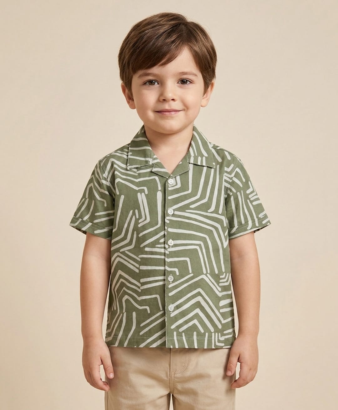 Rikidoos Cotton Woven Half Sleeves Abstract Printed Shirt - Light Green-picture-13