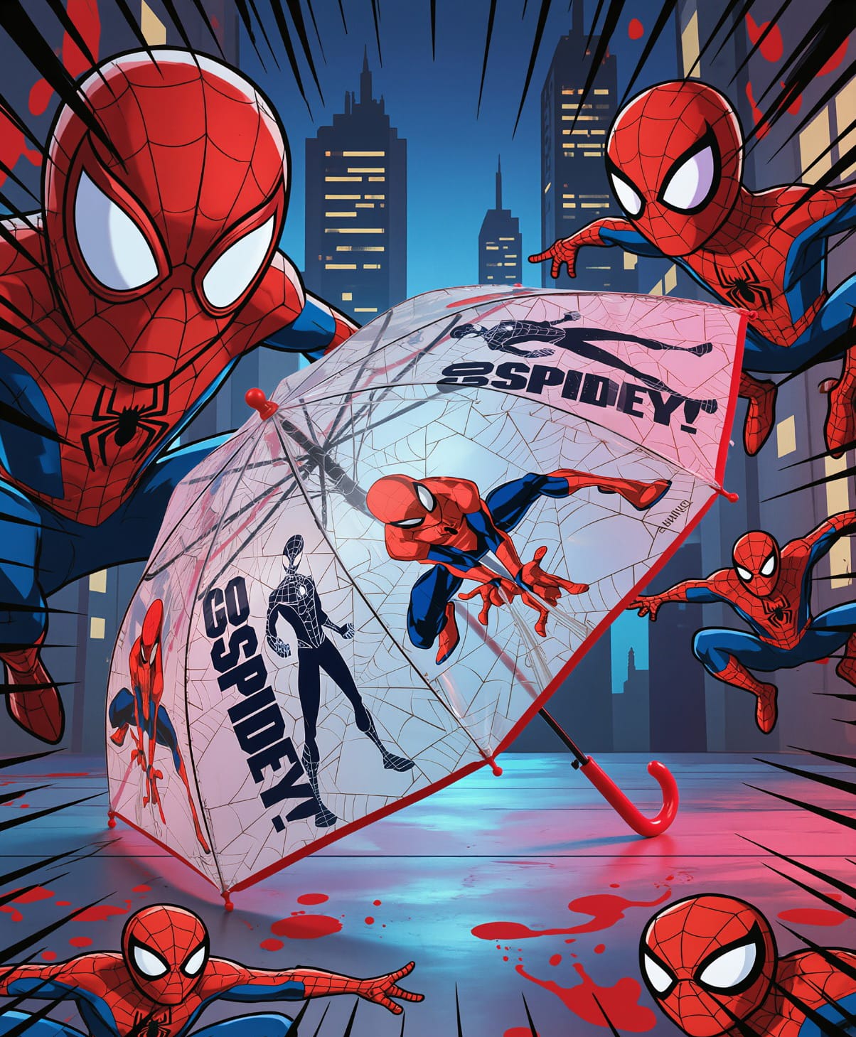 Yellow Bee Marvel Featuring Spider Man Transparent Umbrella - Multi Colour