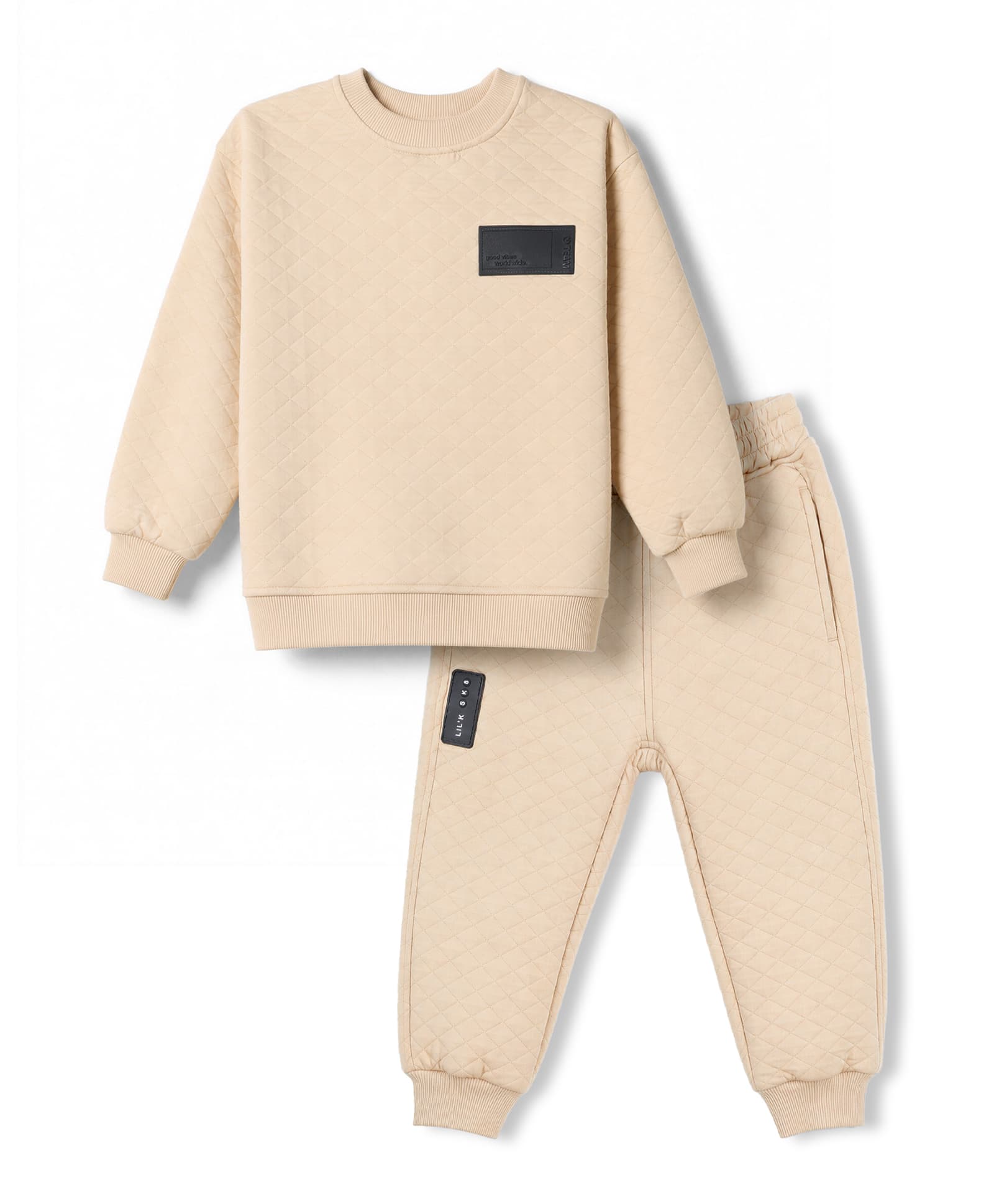 Little Kangaroos Fleece Knit Full Sleeves Solid Winter Wear Suit With Patch - Light Brown-image-37