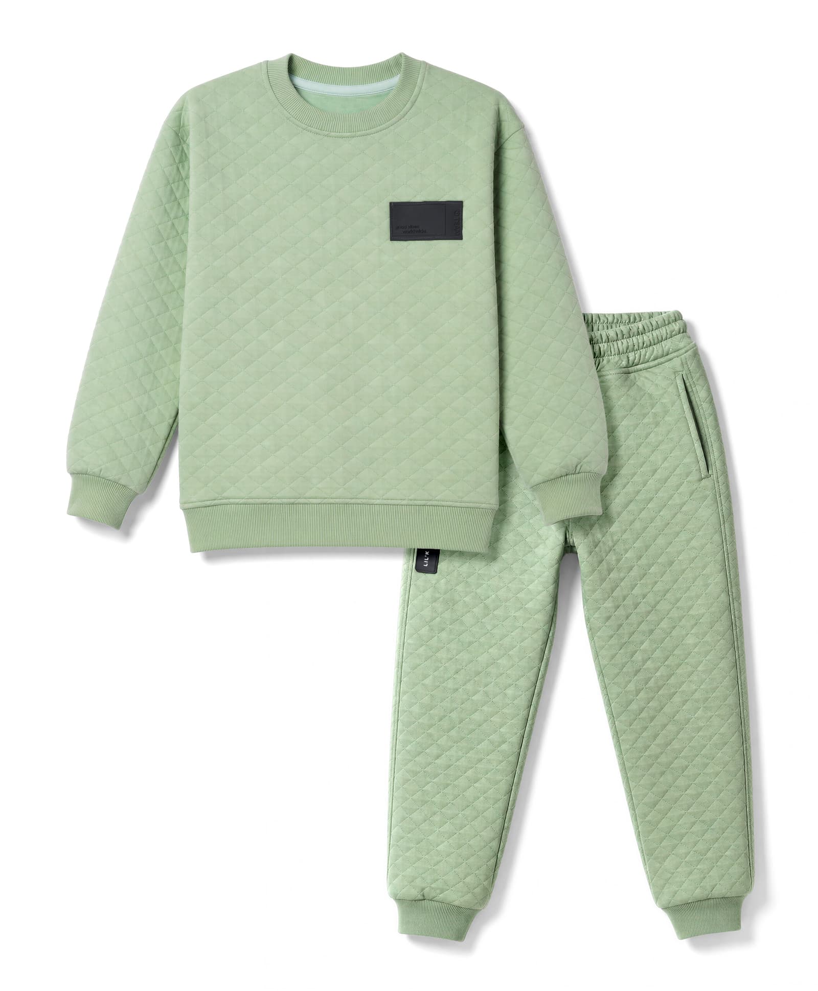 Little Kangaroos Fleece Knit Full Sleeves Solid Winter Wear Suit With Patch - Light Green-picture-43