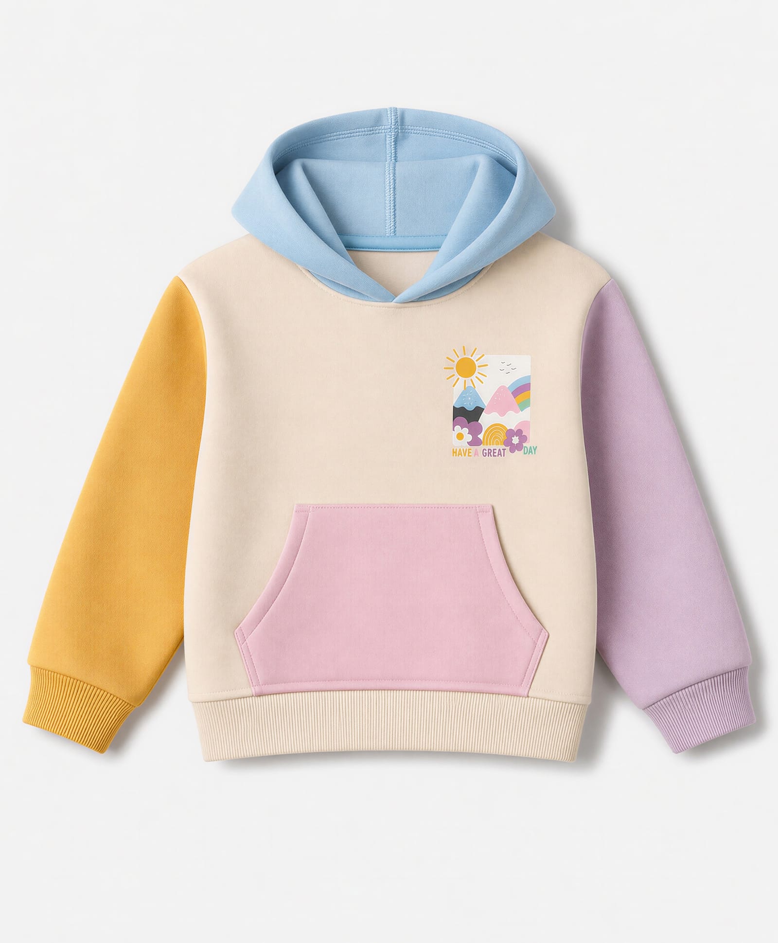 Little Kangaroos Fleece Knit Full Sleeves Hooded Sweatshirt with Nature Print - Light Pink-picture-13