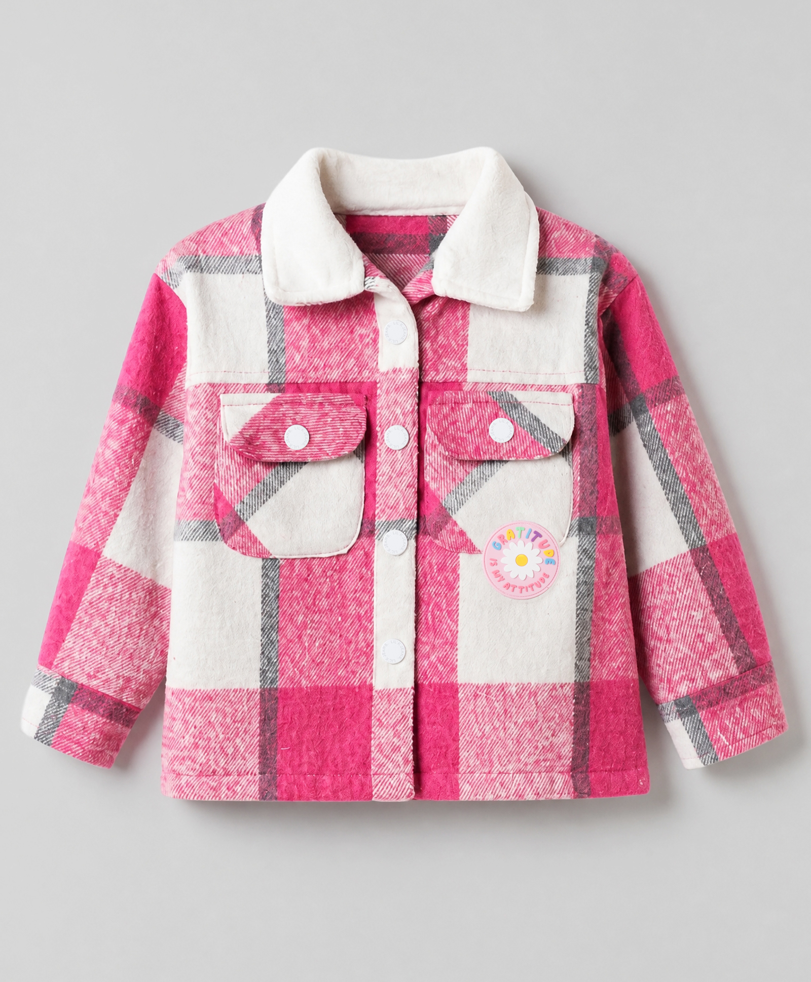 Little Kangaroos Cotton Woven Jacket with Full Sleeves and Checks Print in Pink for 2-3 Years-picture-32