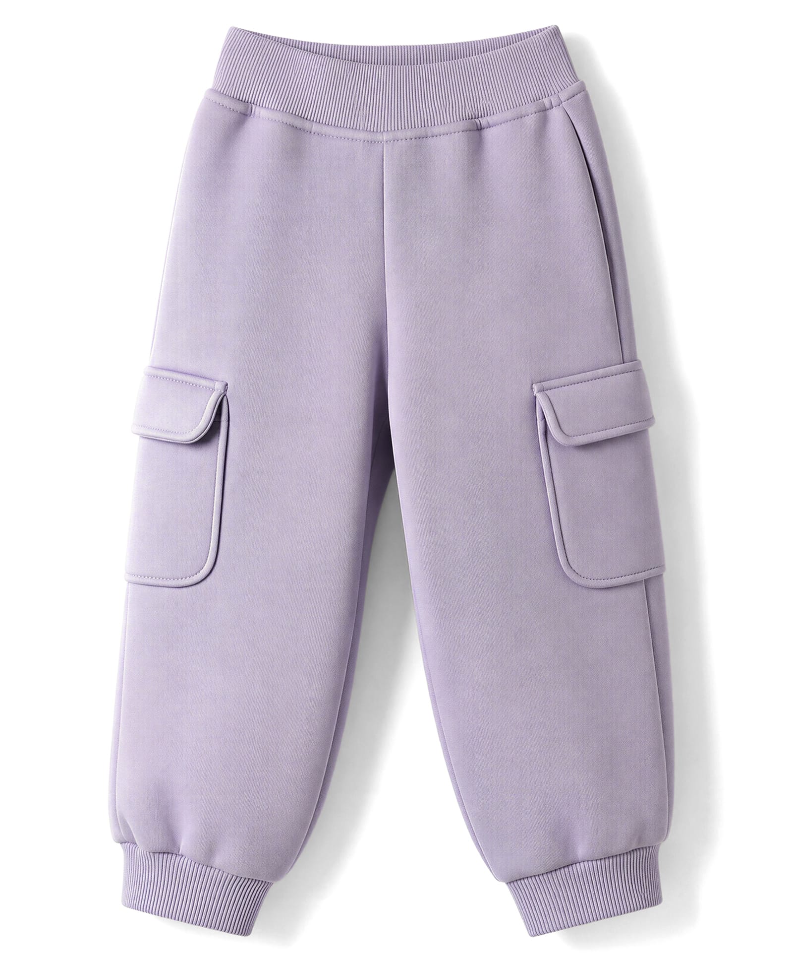 Little Kangaroos Fleece Knit Full Length Solid Lounge Pant With Cargo Pockets - Mauve-picture-27