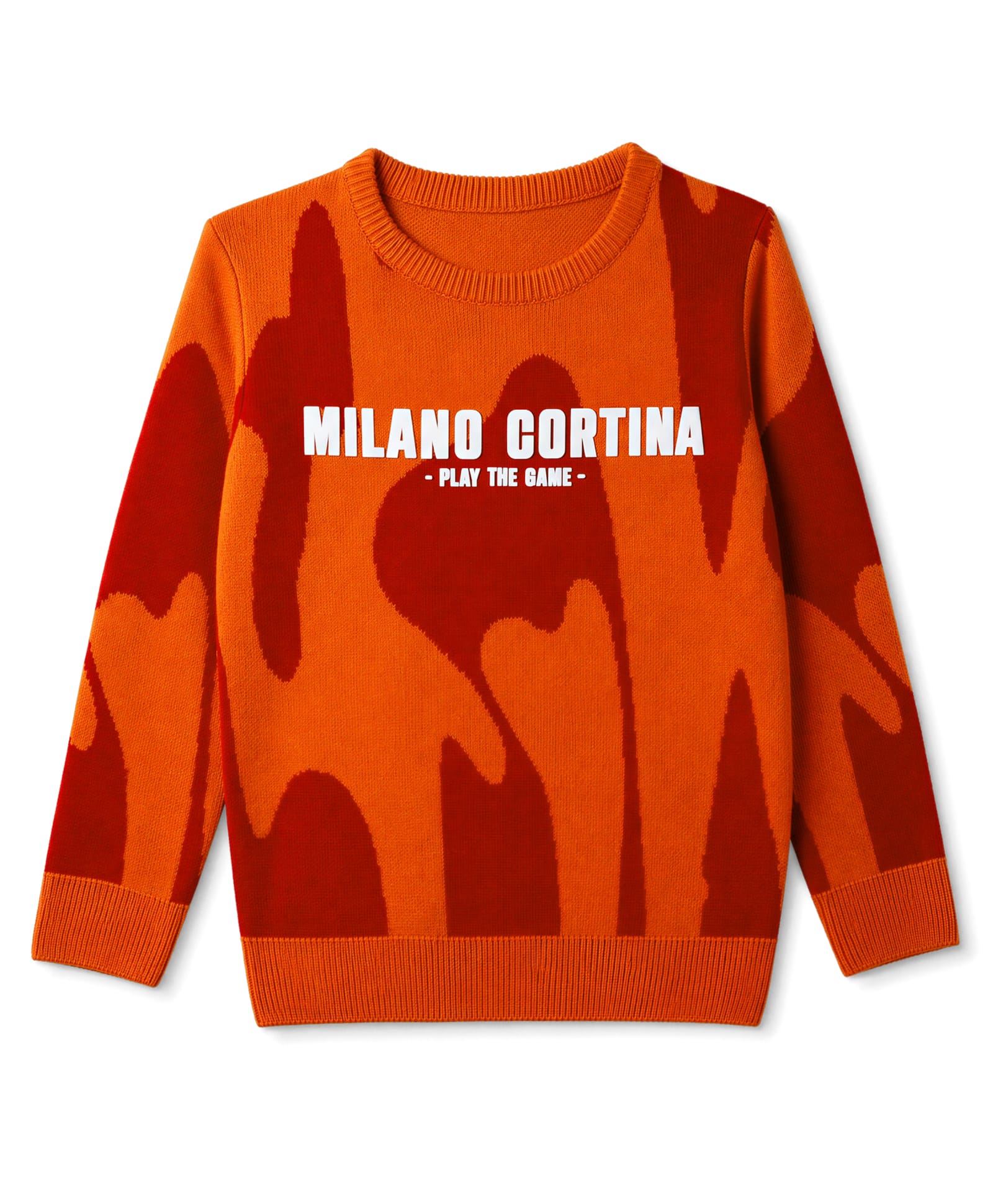 Pine Kids Knit Full Sleeves Text Printed Pullover Sweater - Neon Orange-image-2