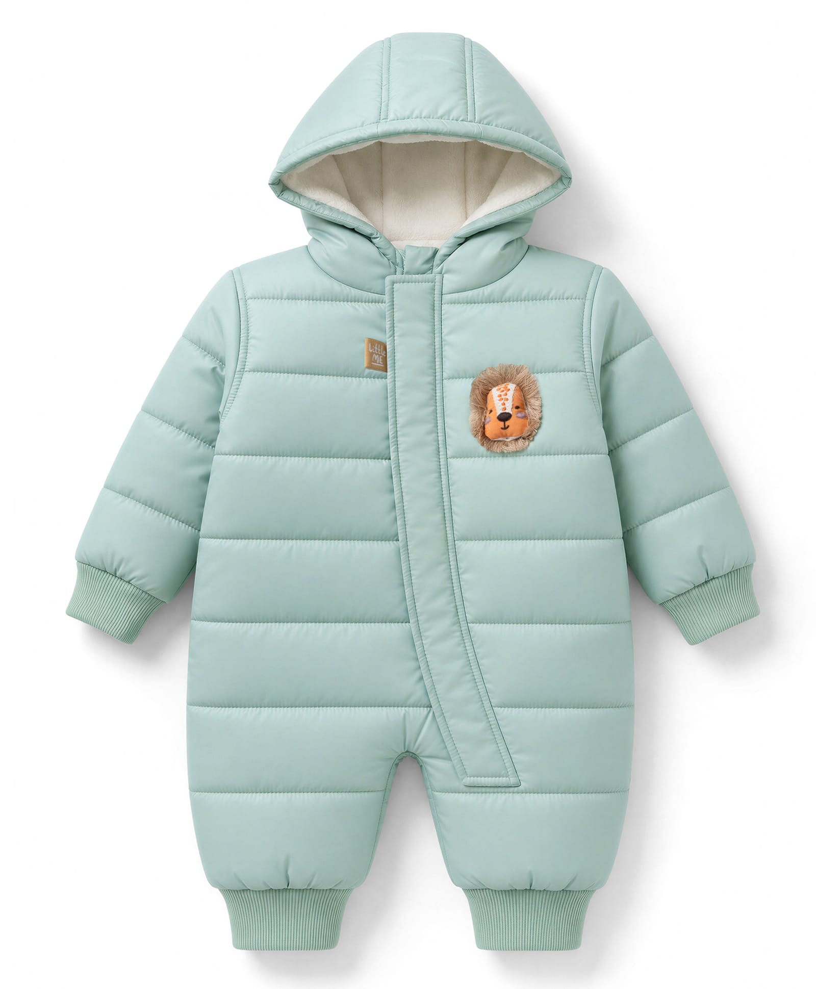 Little Kangaroos Cotton Knit Winter Rompers Full Sleeves With Tiger Applique - Limegreen-picture-34