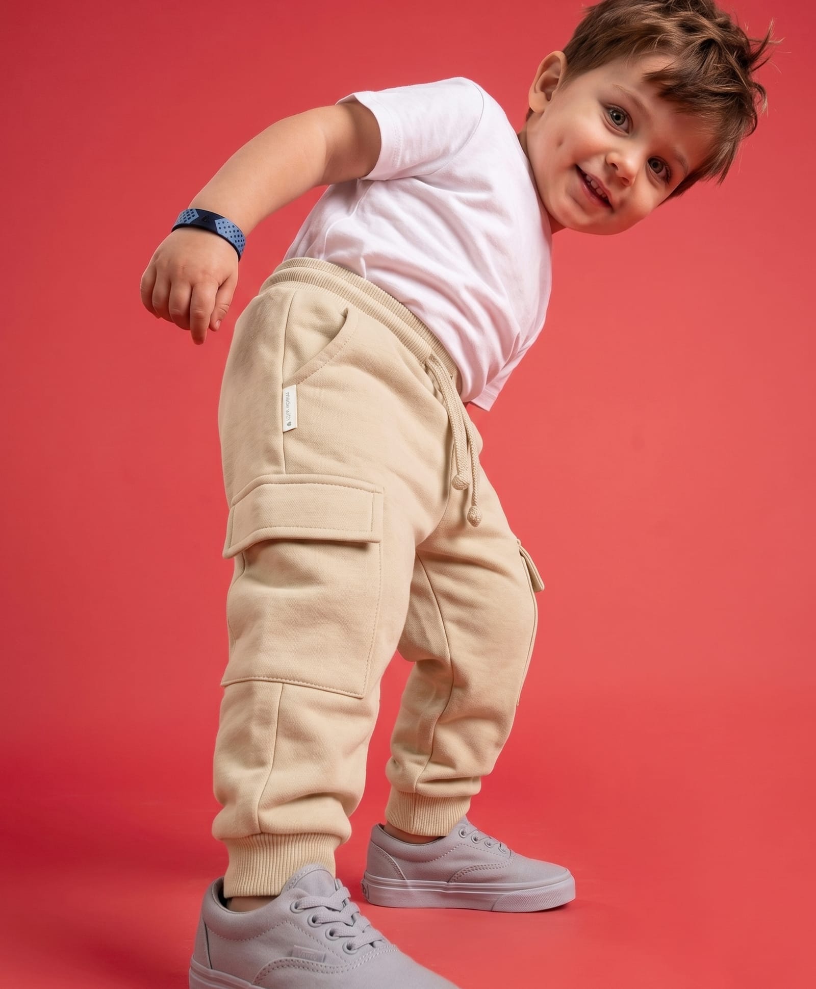 Babyoye Terry Knit 100 % Cotton Lounge With Cargo Pockets - Beige-picture-10