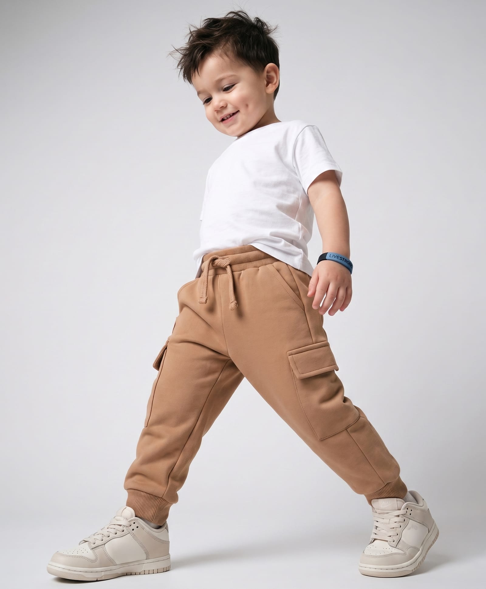 Babyoye Terry Knit 100 % Cotton Lounge Pants With Cargo Pockets - Brown-image-33