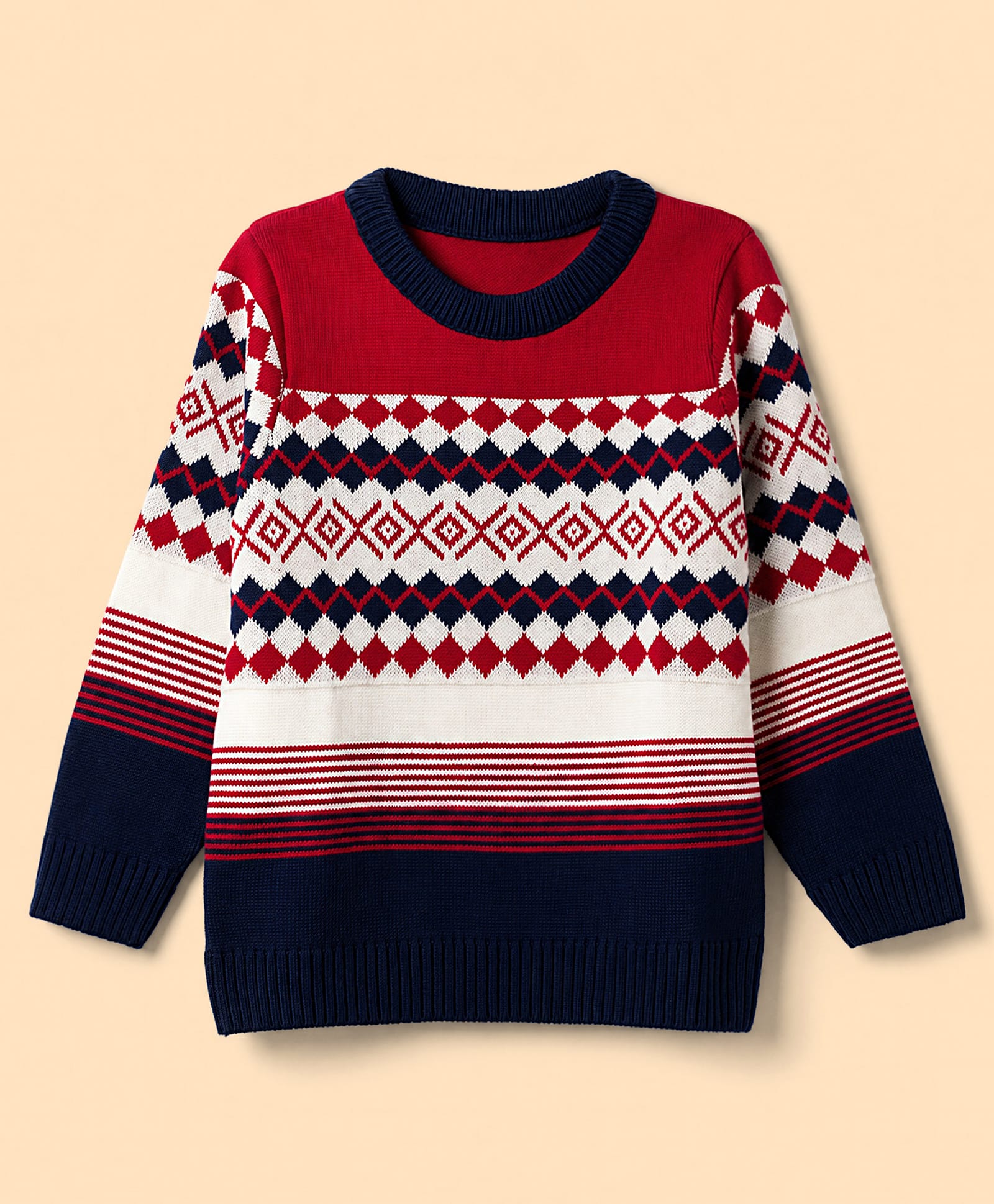 Pine Kids Knit Full Sleeves Pullovers With Isle Design - Red-picture-19