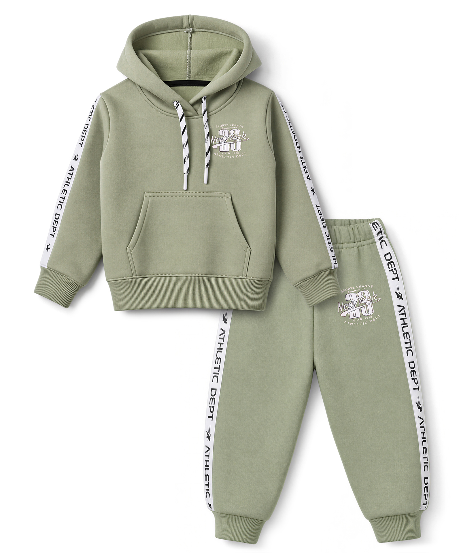 Teddy Fleece Knit Full Sleeves Hooded Winter Wear Suit With Text Print - Green-picture-36