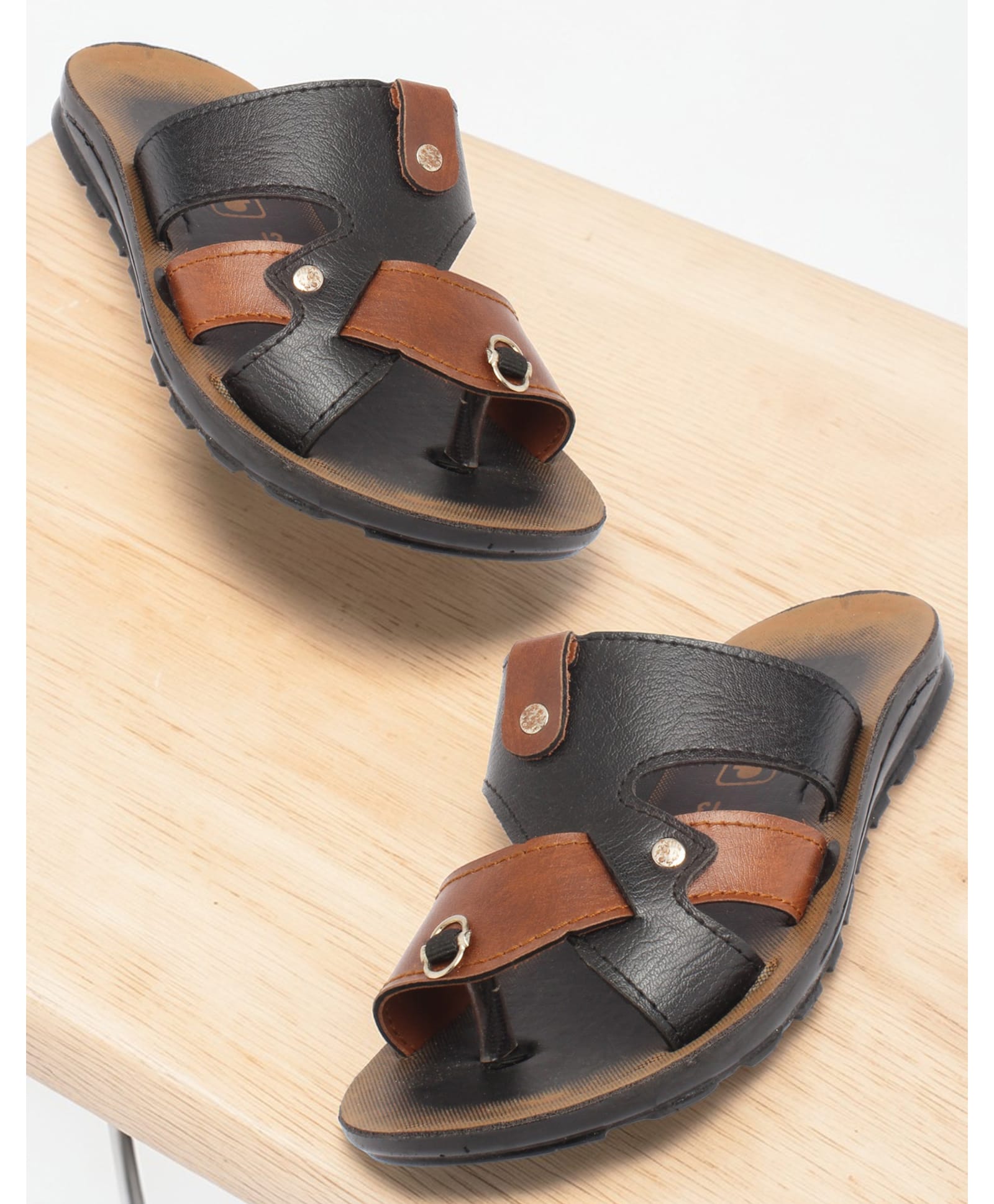 Trump Colour Blocked Sandals -Black-image-2