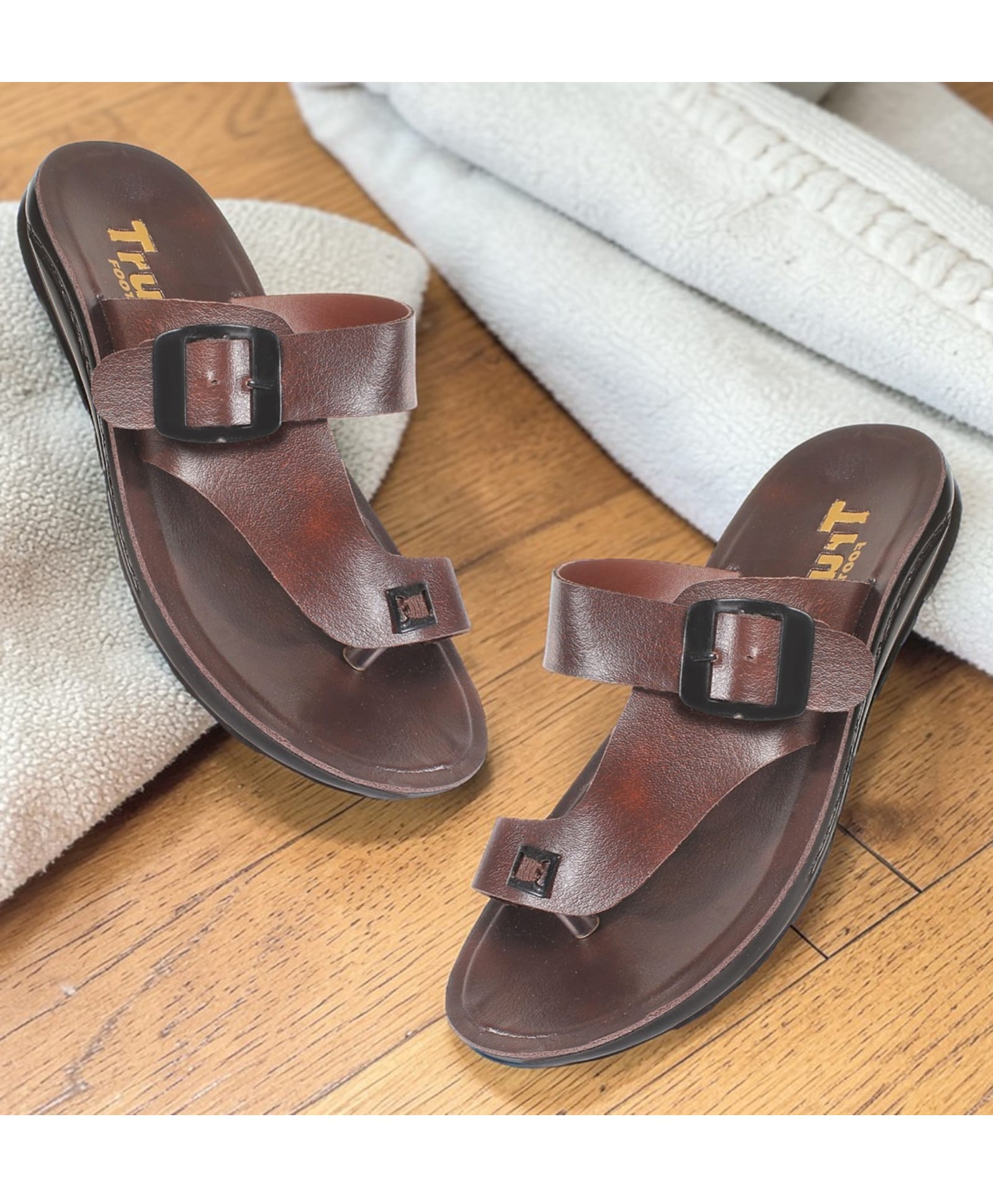 Trump Buckle Detailed Sandals - Brown-picture-24