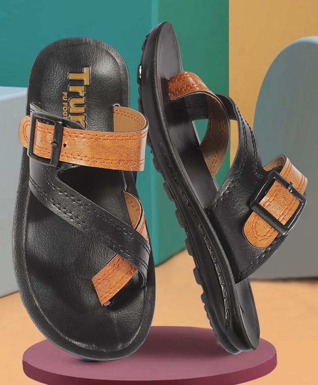 Trump Buckle Detailed Sandals -Black-picture-24
