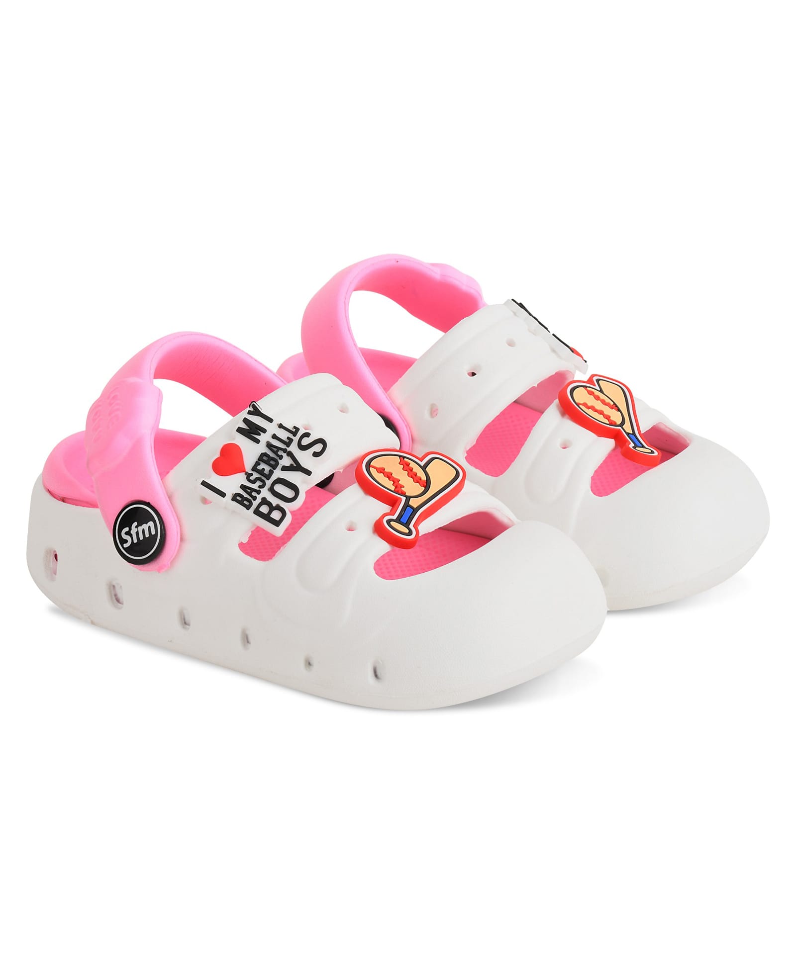 Trump Baseball Applique Detailed Perforated Slingback Clogs - Pink-image-21