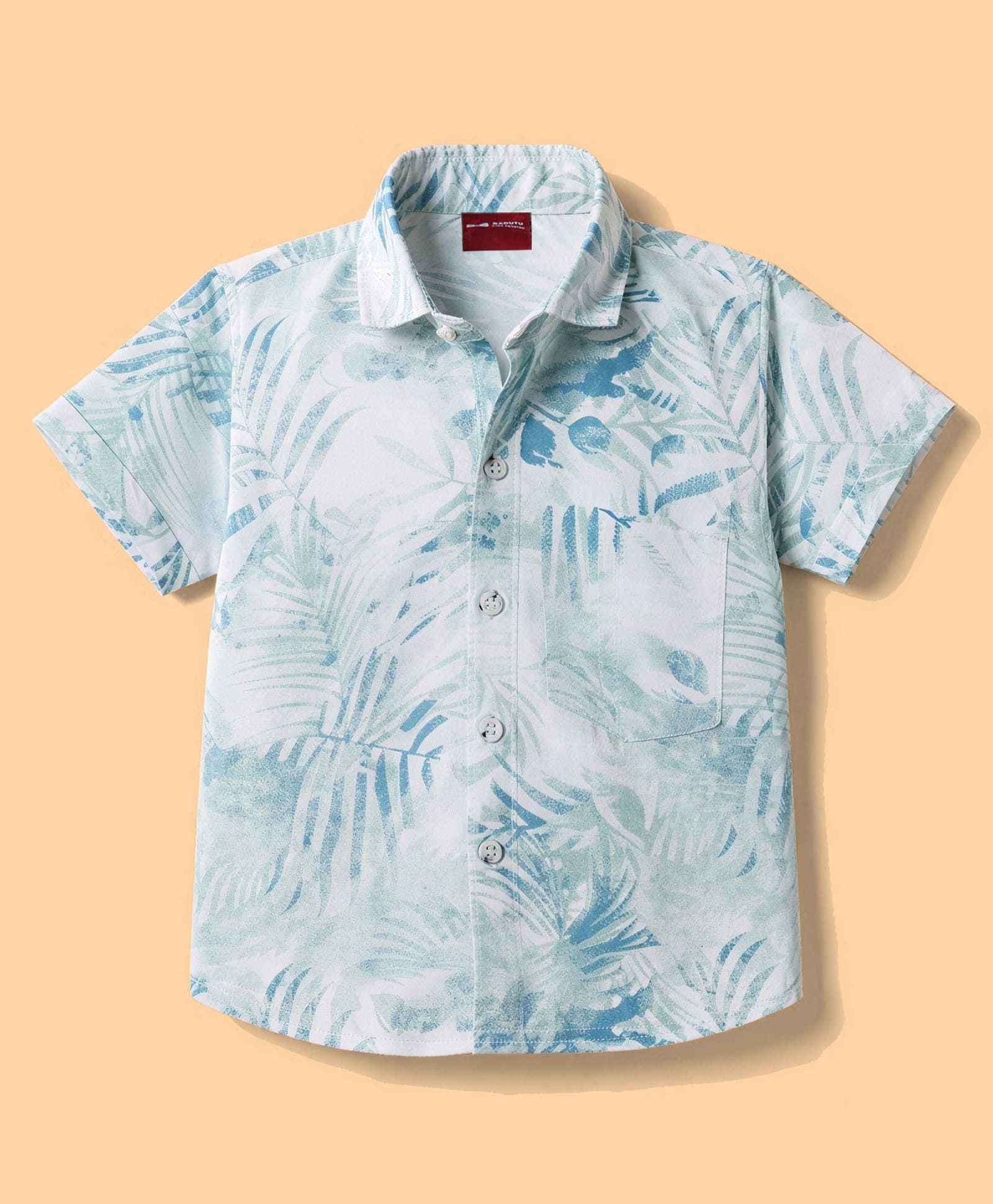 Radutu Cotton Woven Half Sleeves Shirt with Tropical Print - White-picture-18