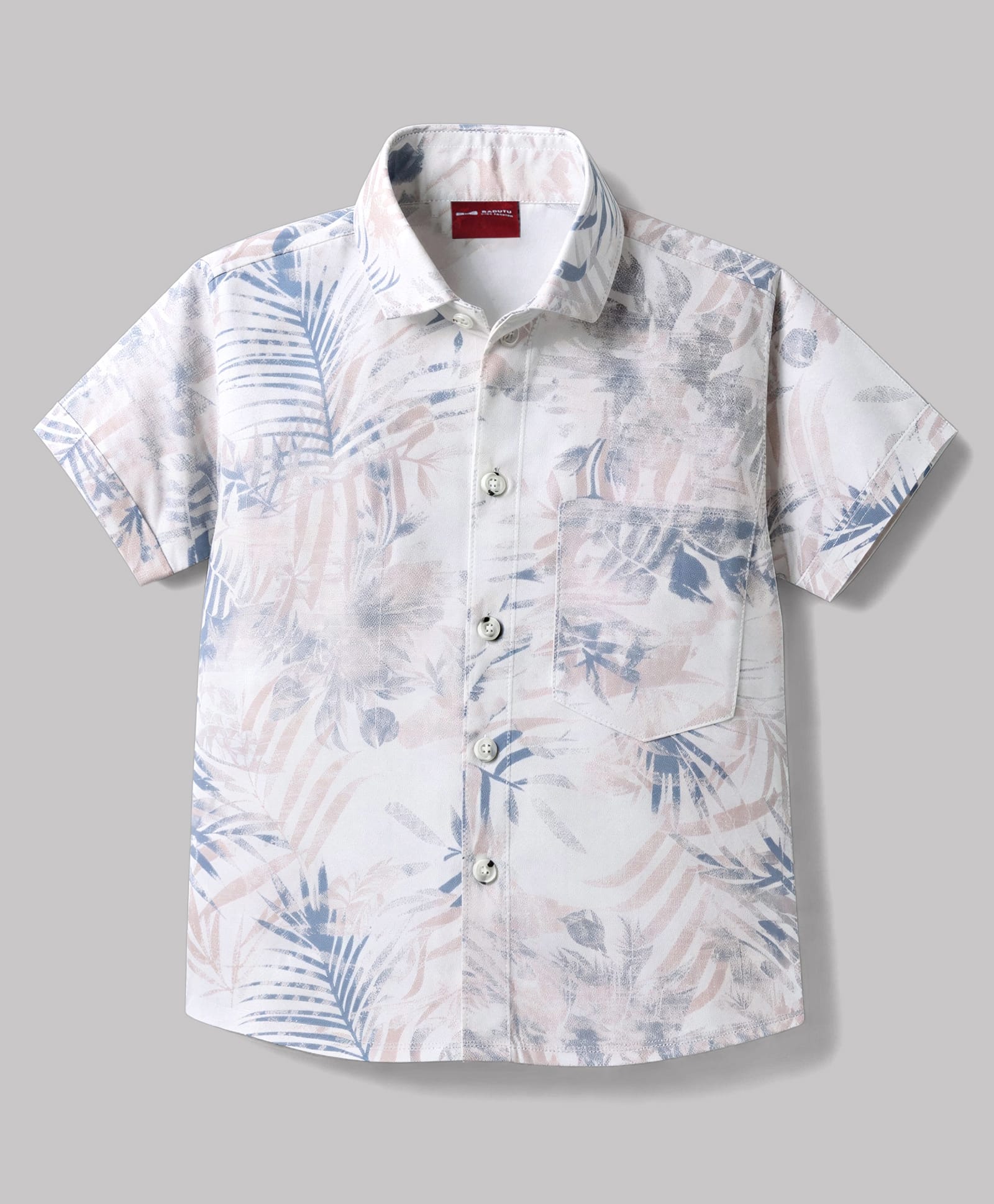 Radutu Cotton Woven Half Sleeves Shirt with Tropical Print - White-picture-19