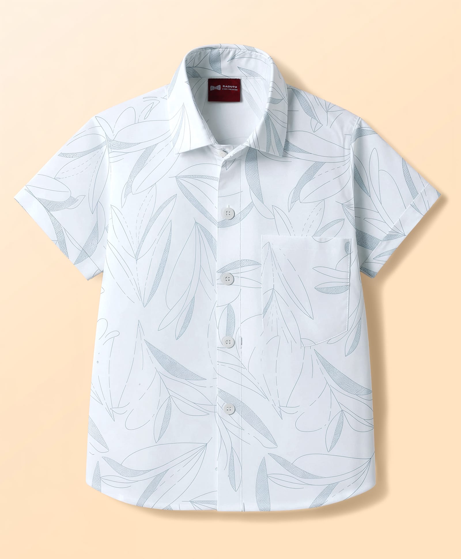 Radutu Cotton Woven Half Sleeves Tropical Theme Printed Shirt - White-picture-16