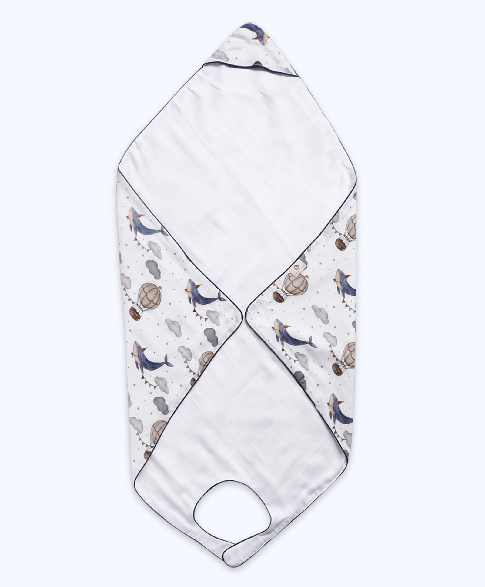 Cocoon Care Bamboo Woven Whale Printed Baby Wrap Feeding Cover & Bath Towel - White-picture-27