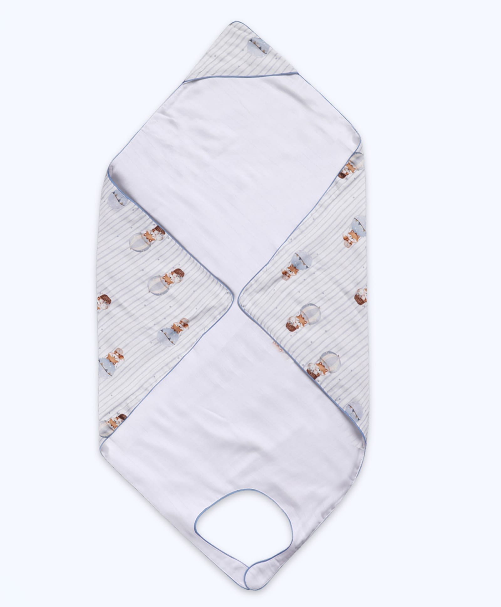 Cocoon Care Bamboo Woven Animals In Hot Air Balloon Printed Baby Wrap Feeding Cover & Bath Towel - White-picture-20