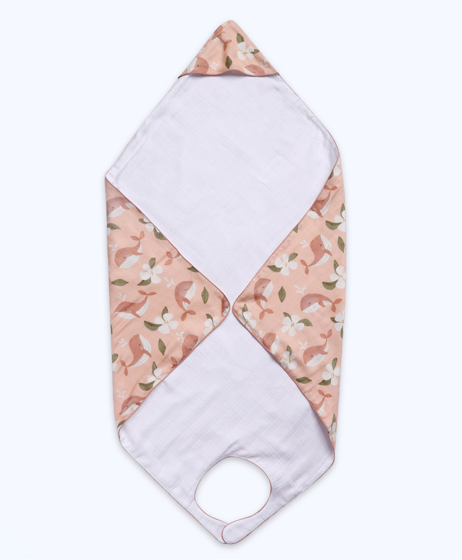 Cocoon Care Bamboo Woven Whale Printed Baby Wrap Feeding Cover & Bath Towel - Pink-picture-29