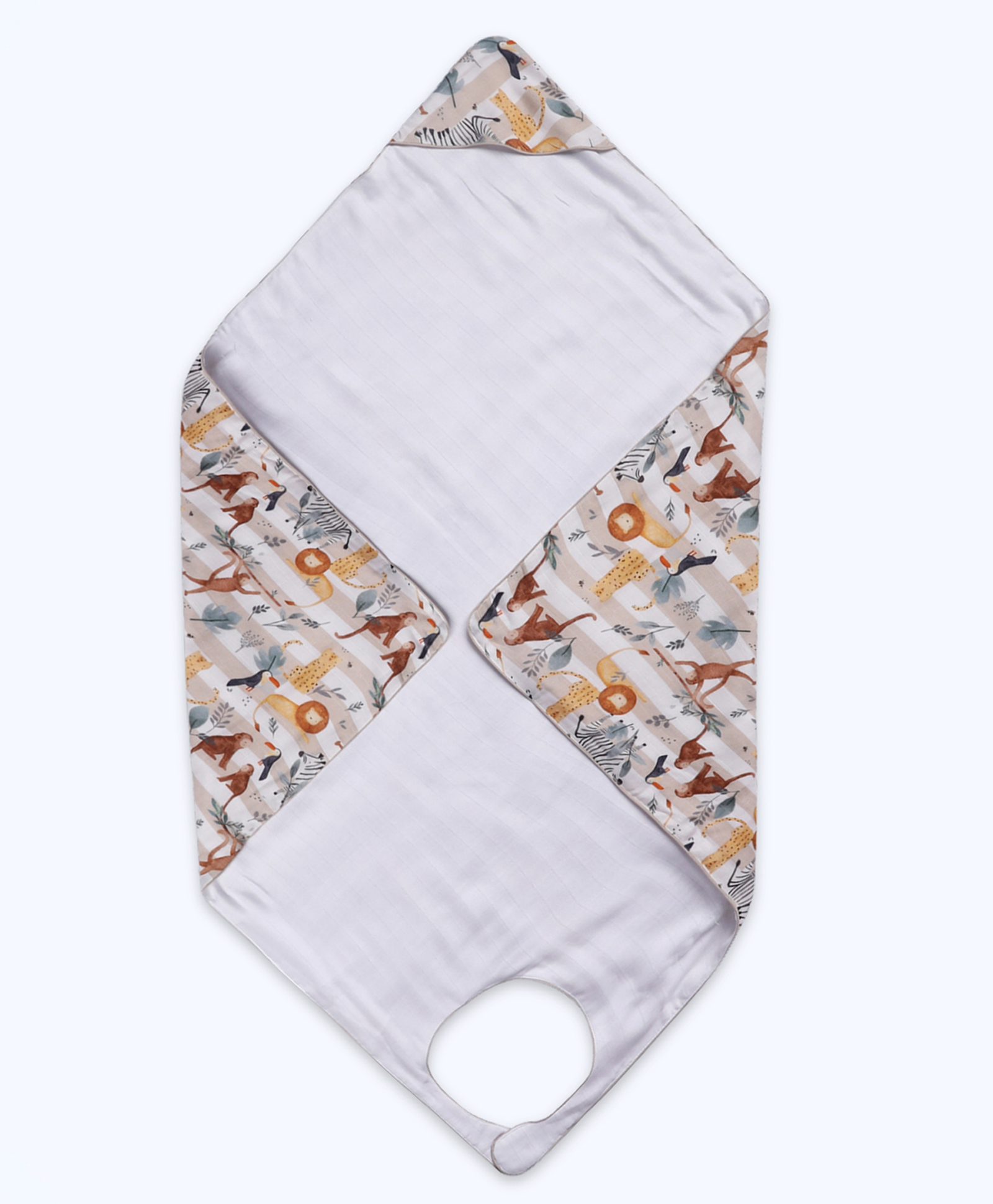 Cocoon Care Bamboo Woven Jungle Theme Printed Baby Wrap Feeding Cover & Bath Towel - Multi Colour-picture-33
