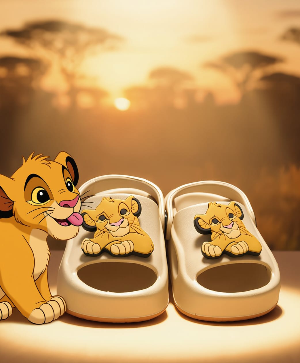 Yellow Bee The Lion King Featuring Simba Rotating Charm Applique Detailed Slingback Sandals - Beige-picture-23