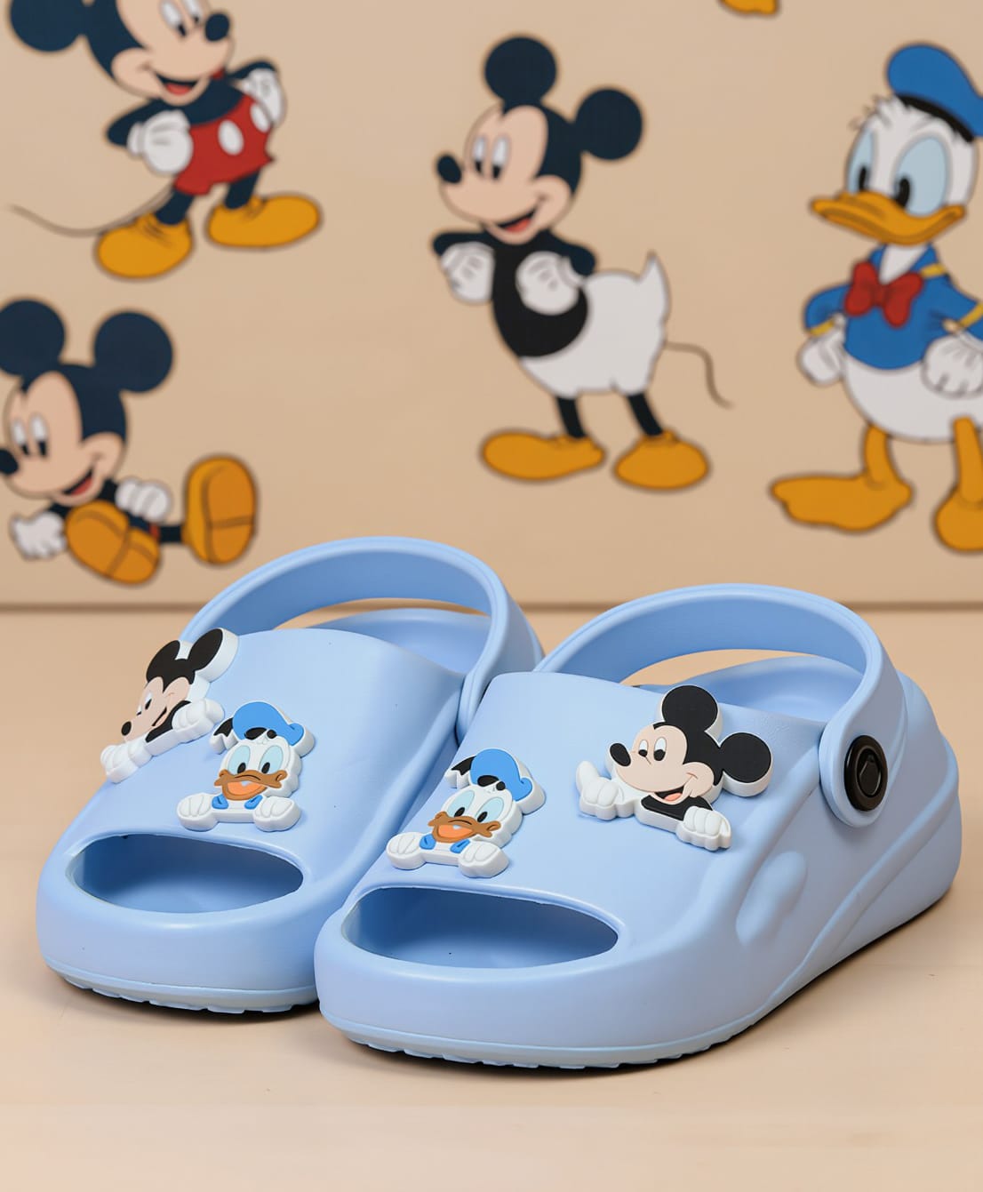Yellow Bee Mickey & Friends Featuring Mickey Mouse & Donald Duck Applique Detailed Slingback Sandals - Blue-picture-36