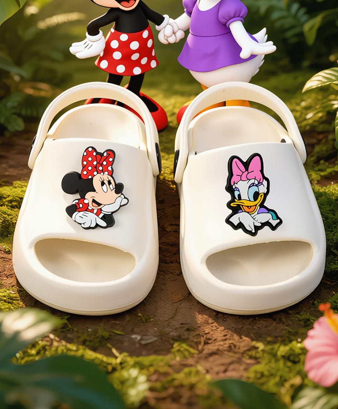 Yellow Bee Mickey & Friends Featuring Minnie Mouse & Daisy Duck Applique Detailed Slingback Sandals - White-image-19