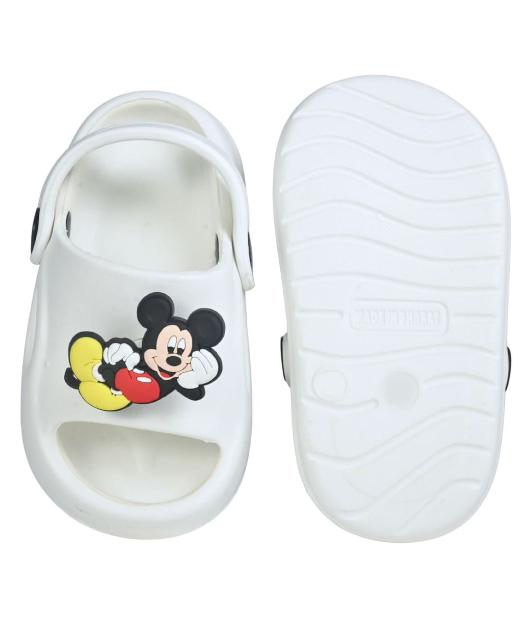 Yellow Bee Disney Featuring Mickey Mouse Rotating Charm Applique Detailed Slingback Sandals - White-picture-33
